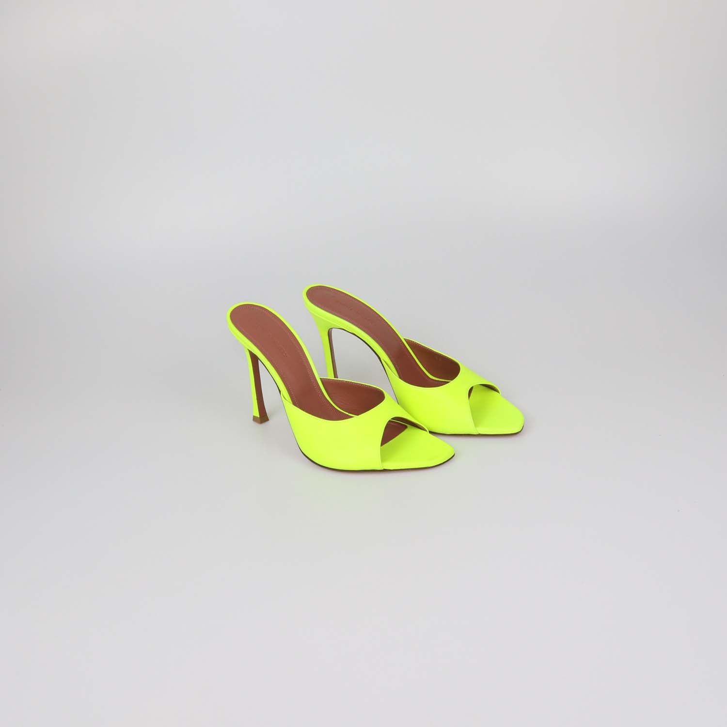 Amina Muaddi Neon Green Leather Lupita Slide Sandals