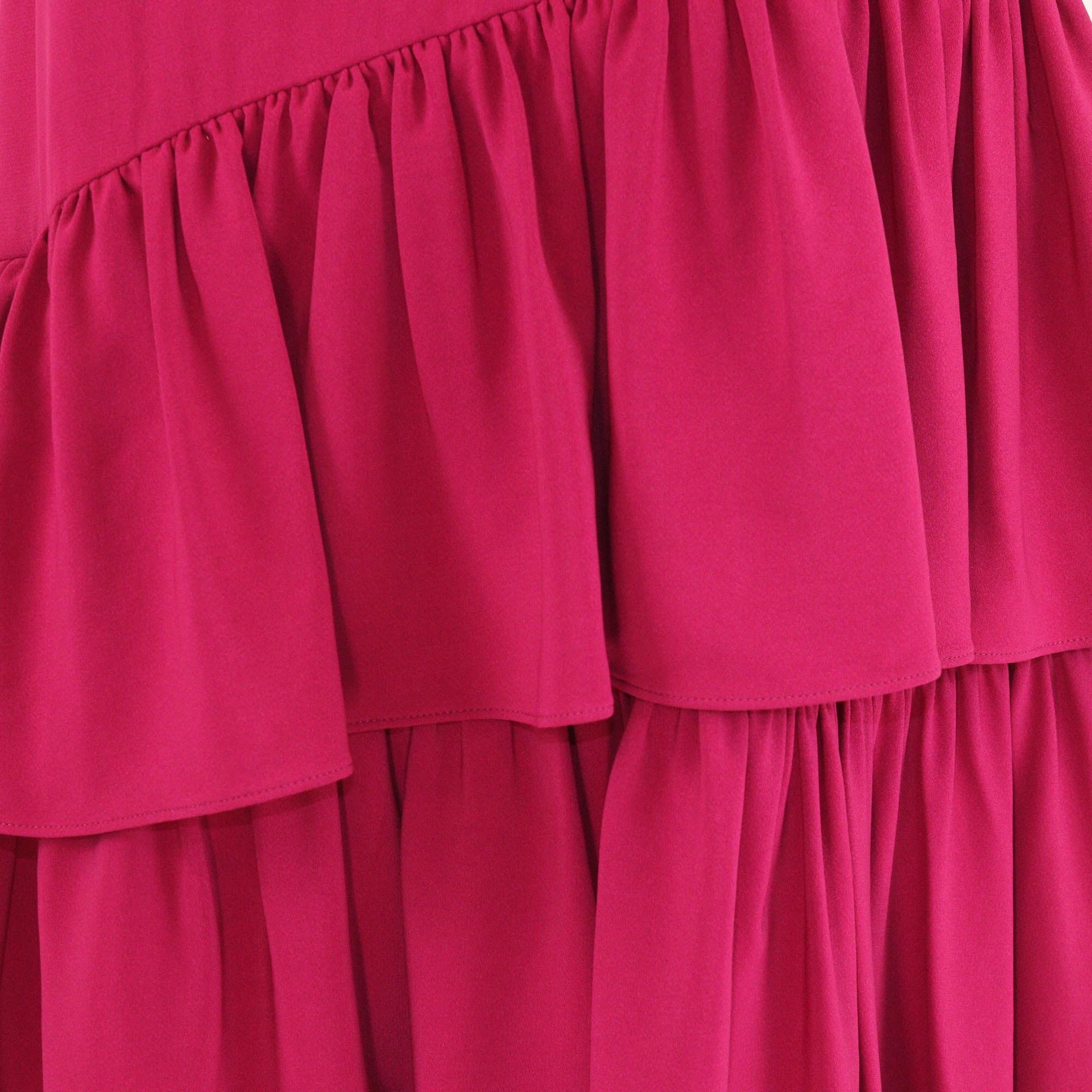 Alexander McQueen Pink Three Quarter Sleeve Crepe Ruffled Tiered Mini Dress Womens Alexander McQueen 