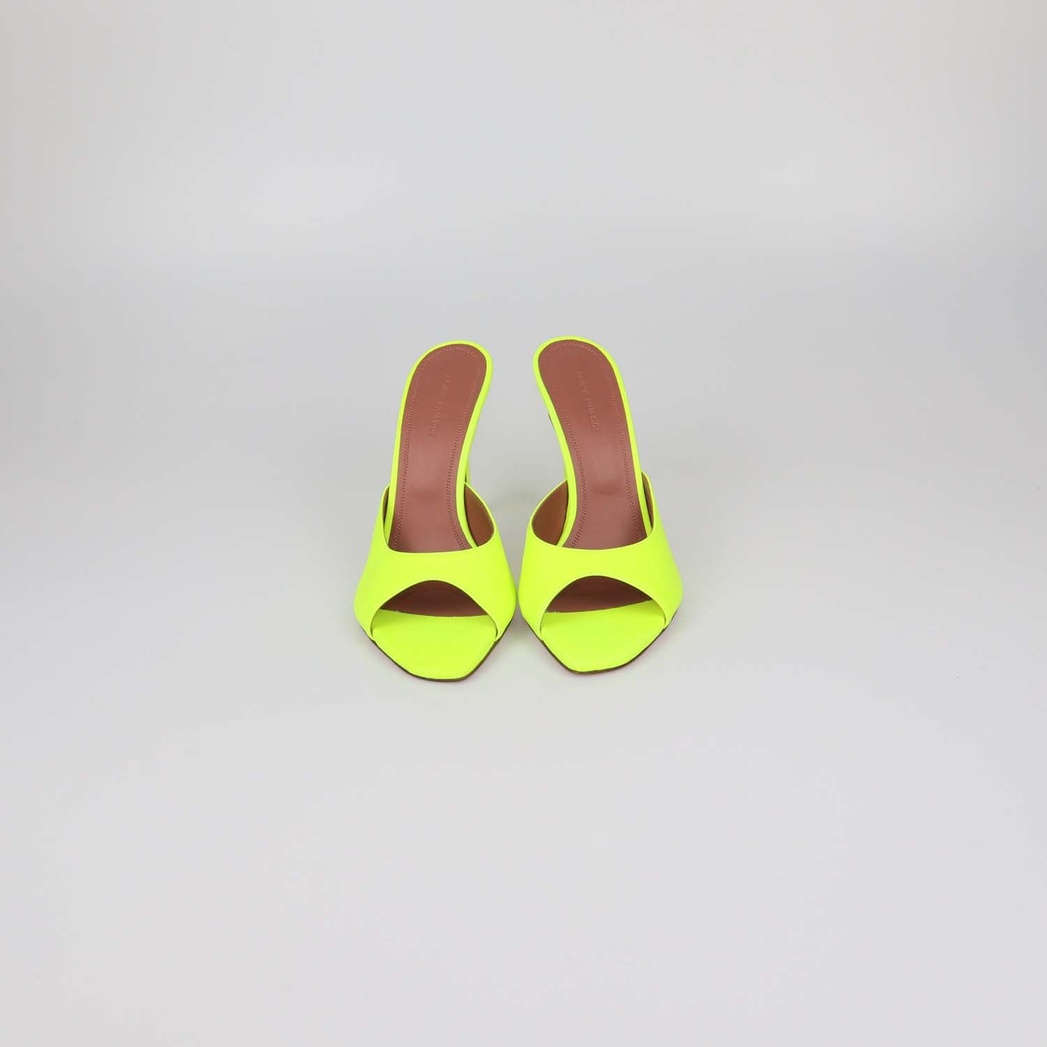Amina Muaddi Neon Green Leather Lupita Slide Sandals