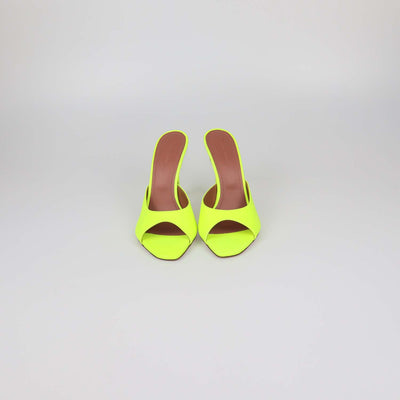 Amina Muaddi Neon Green Leather Lupita Slide Sandals