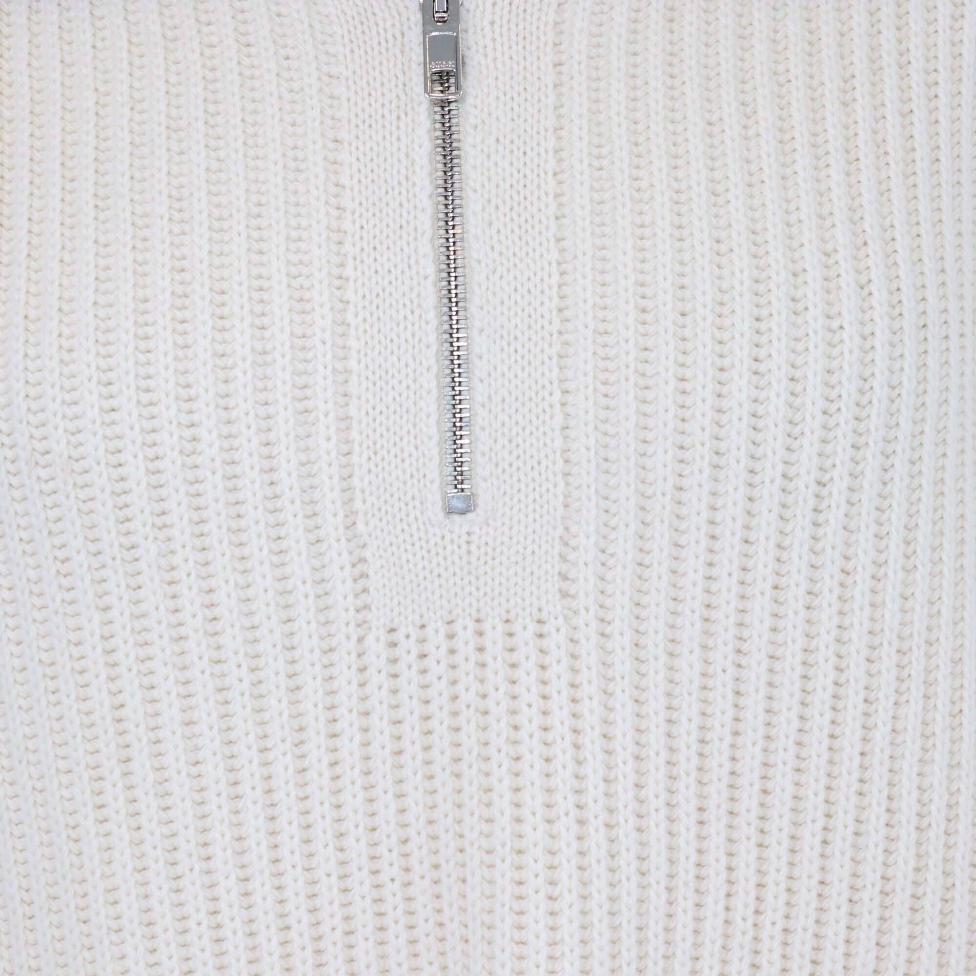 Gucci Ivory Ribbed Knit Wool Web Collar Half Zip Closure Long Sleeve Jumper Mens Gucci 