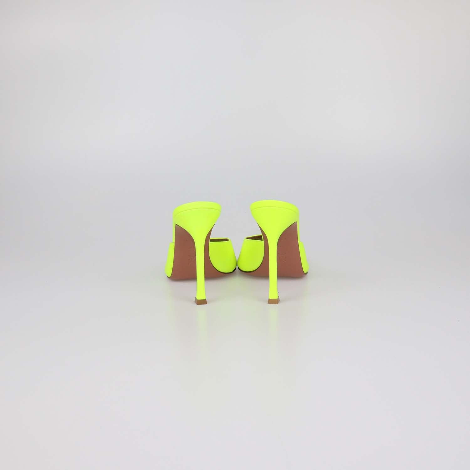 Amina Muaddi Neon Green Leather Lupita Slide Sandals