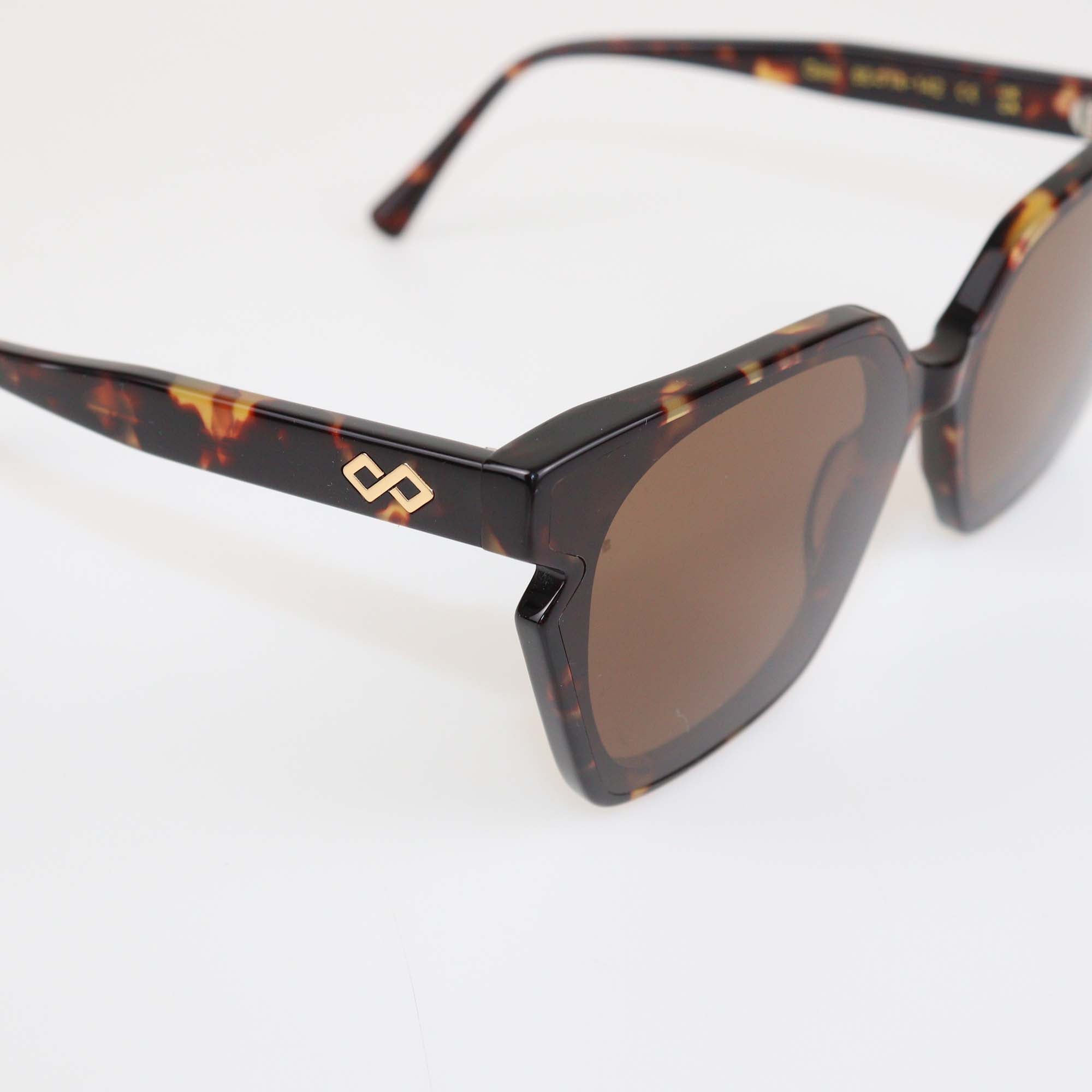 Karen Wazen Tortoise Acetate Gaia Square Sunglasses