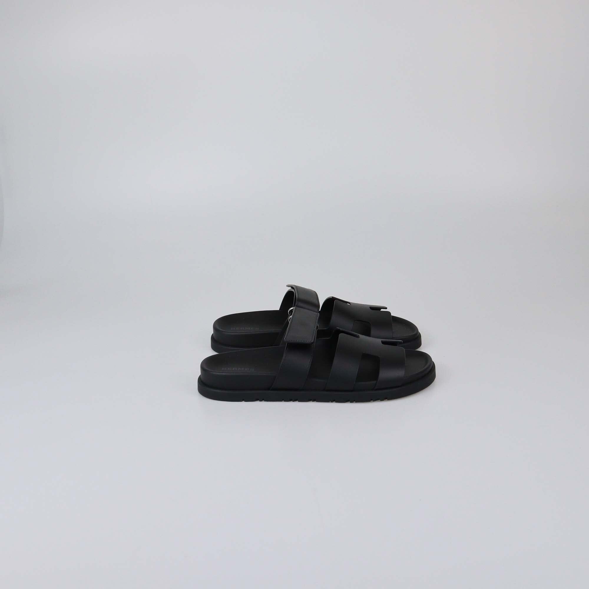 Hermes Black Chypre Sandals Womens Hermes 