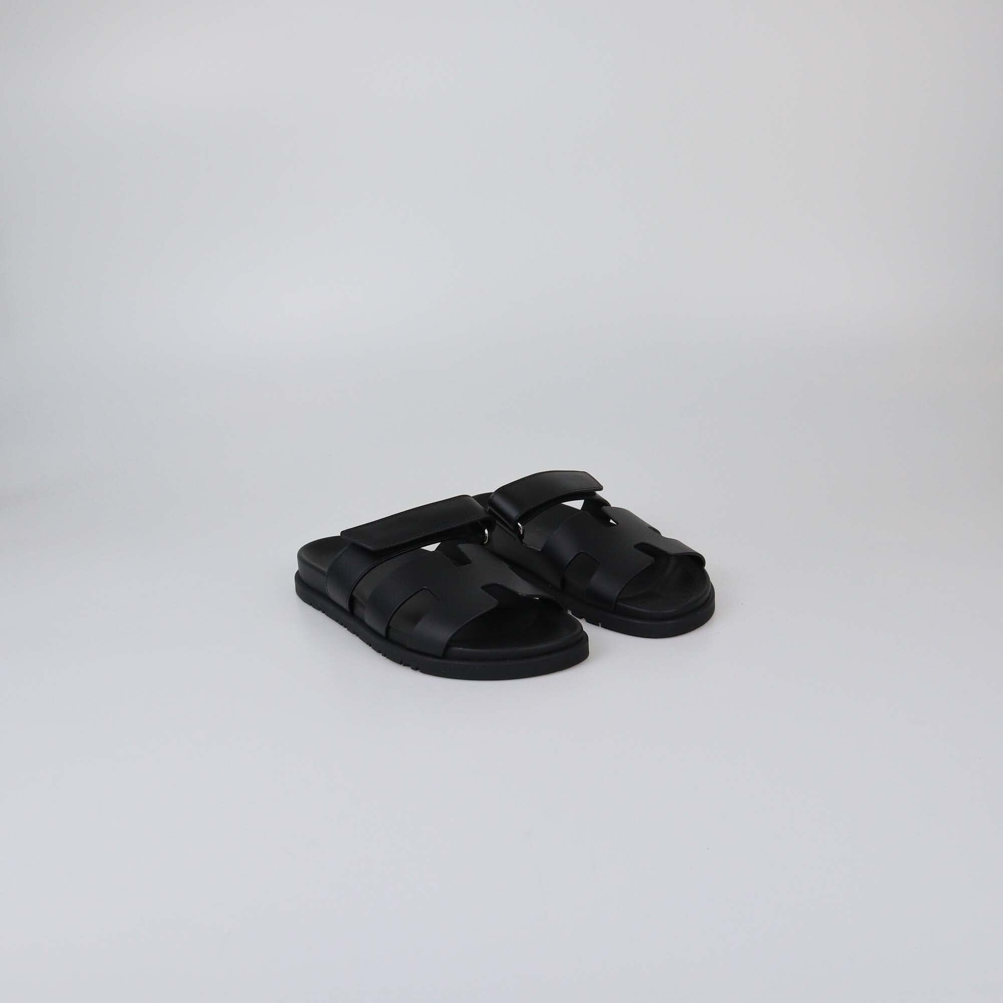 Hermes Black Chypre Sandals Womens Hermes 