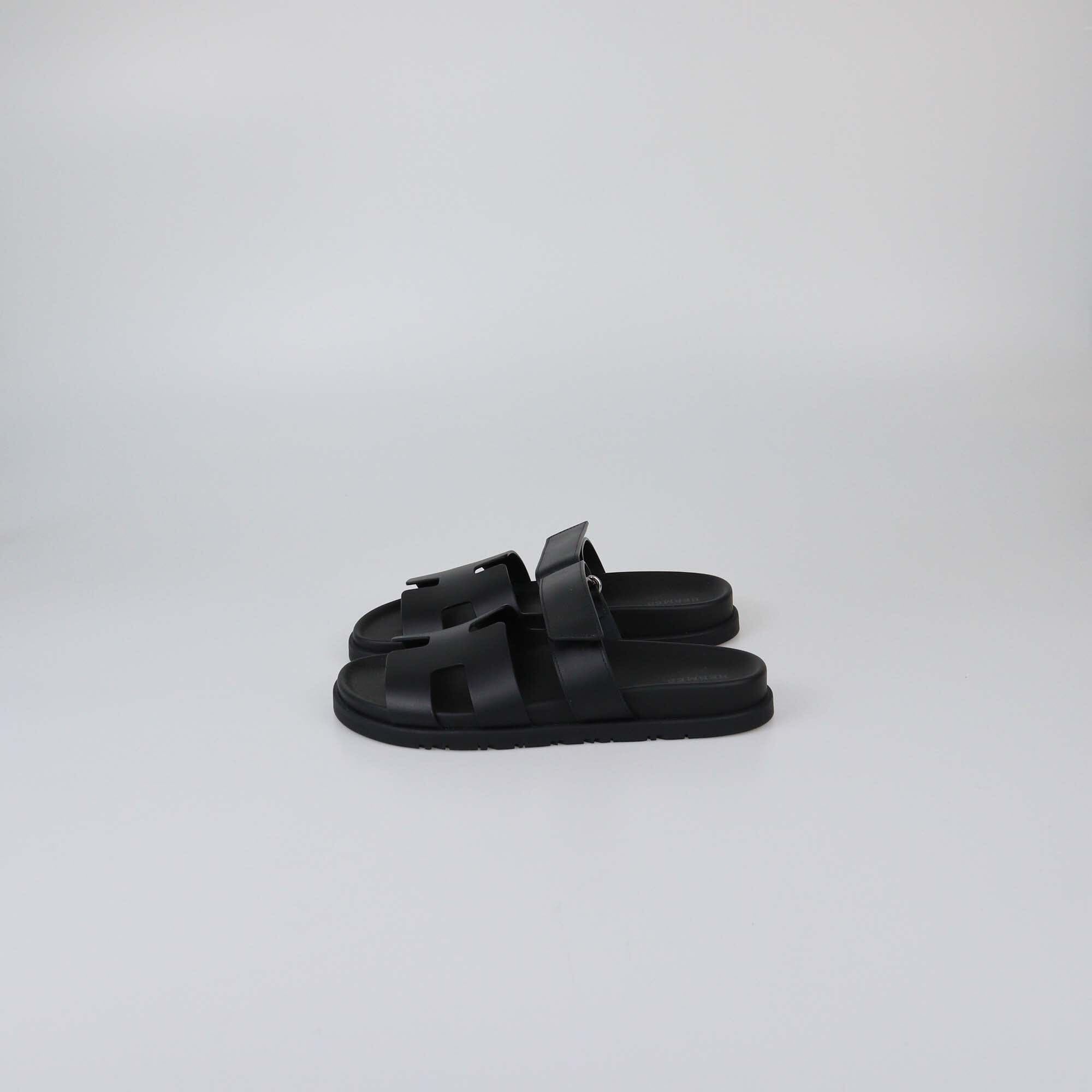 Hermes Black Chypre Sandals Womens Hermes 