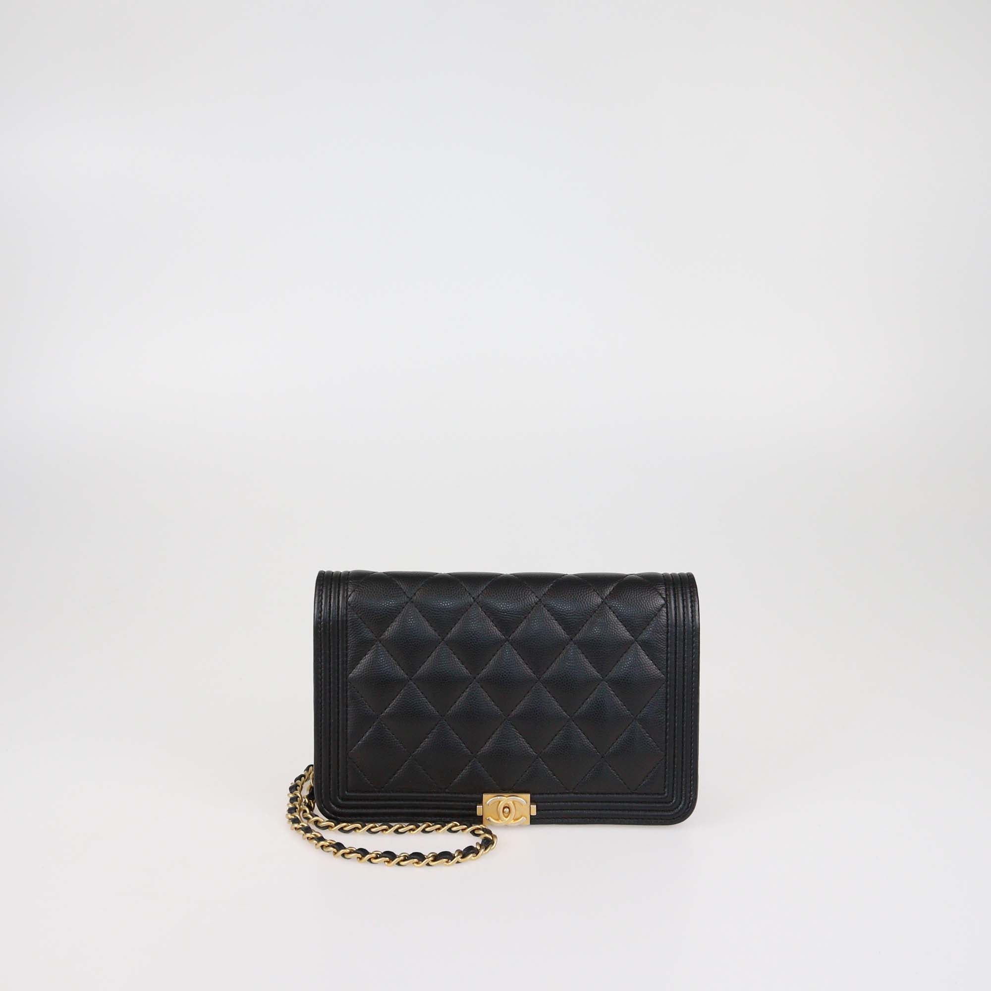Chanel Black Quilted Caviar Leather Boy WOC Bag