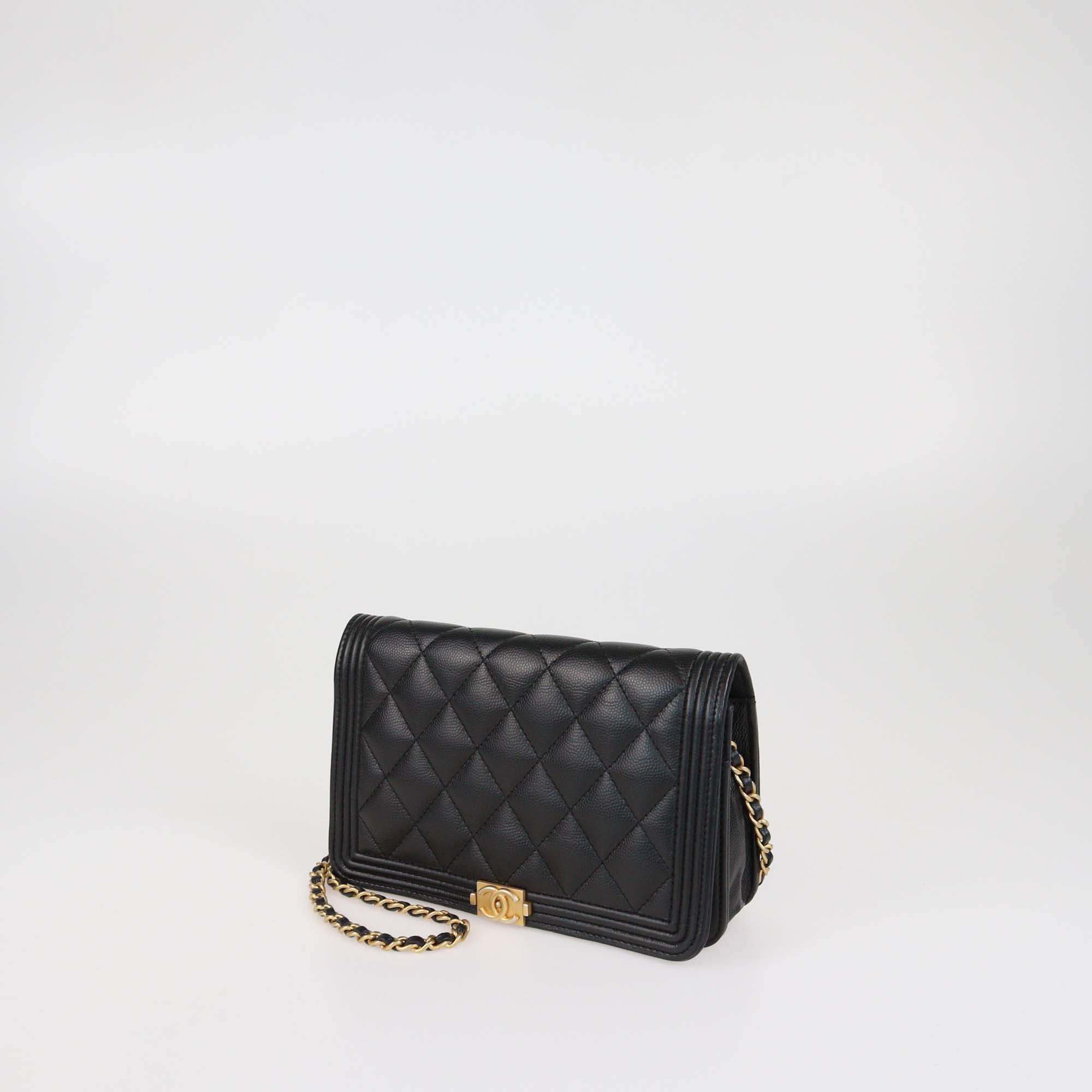 Chanel Black Quilted Caviar Leather Boy WOC Bag