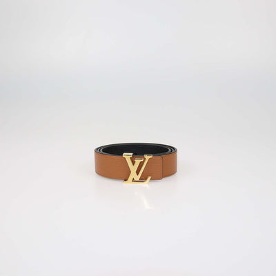 Louis Vuitton Black/Brown Leather Reversible Initiales Belt