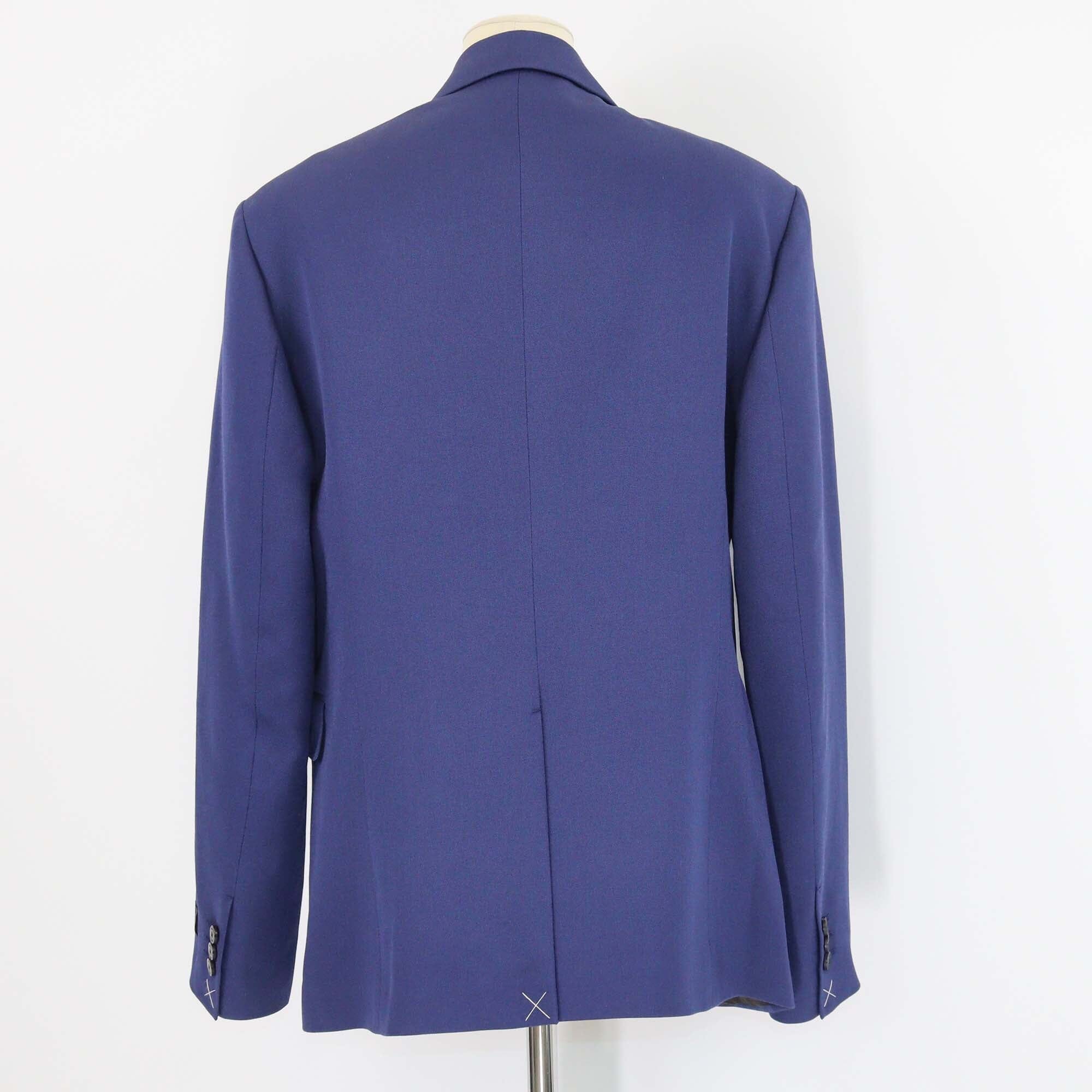 Versace Navy Blue Wool Double Flap Pocket Single Breasted Blazer Mens Versace 