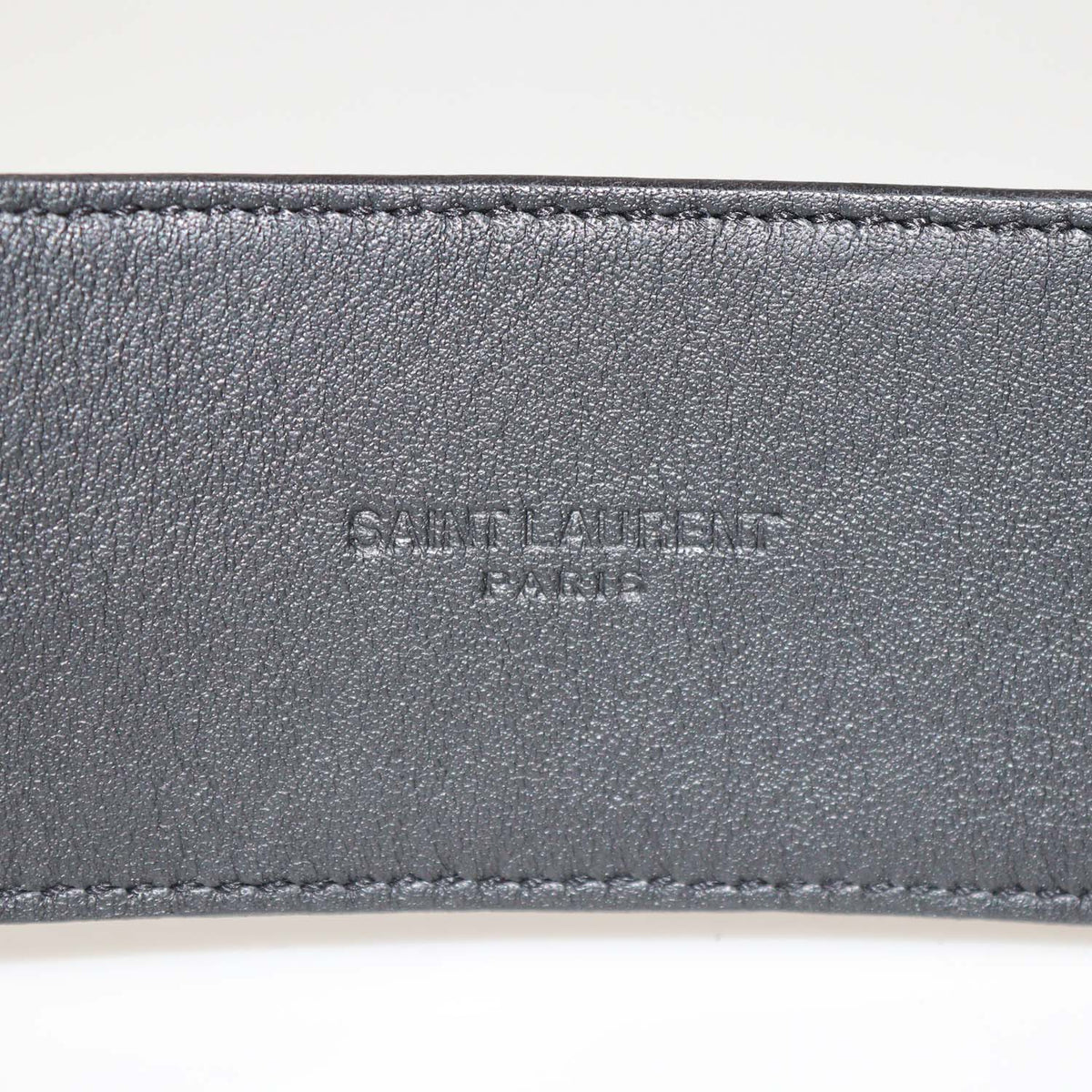 Saint Laurent Choco Brown Croc Embossed Leather Logo Square Buckle Belt