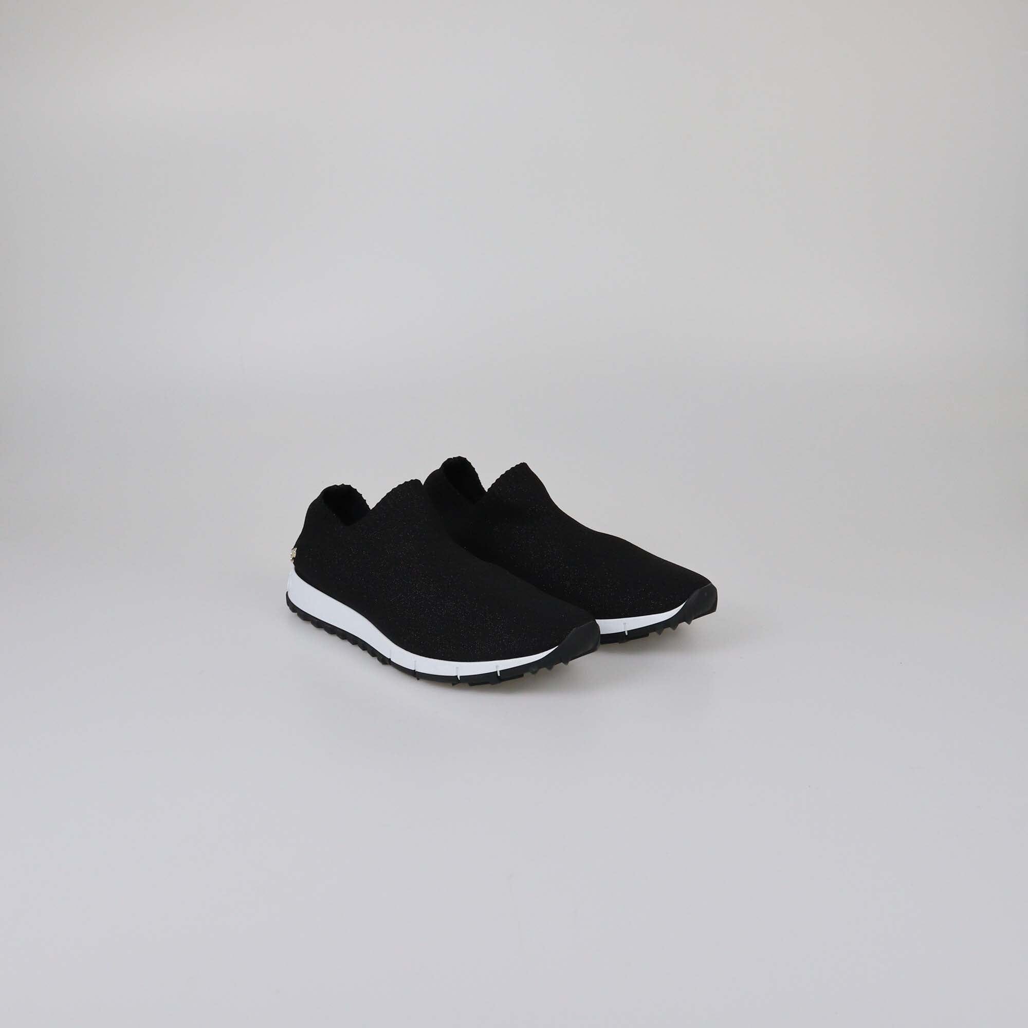 Jimmy Choo Black Knit Verona Low Top Sneakers Womens Jimmy Choo 