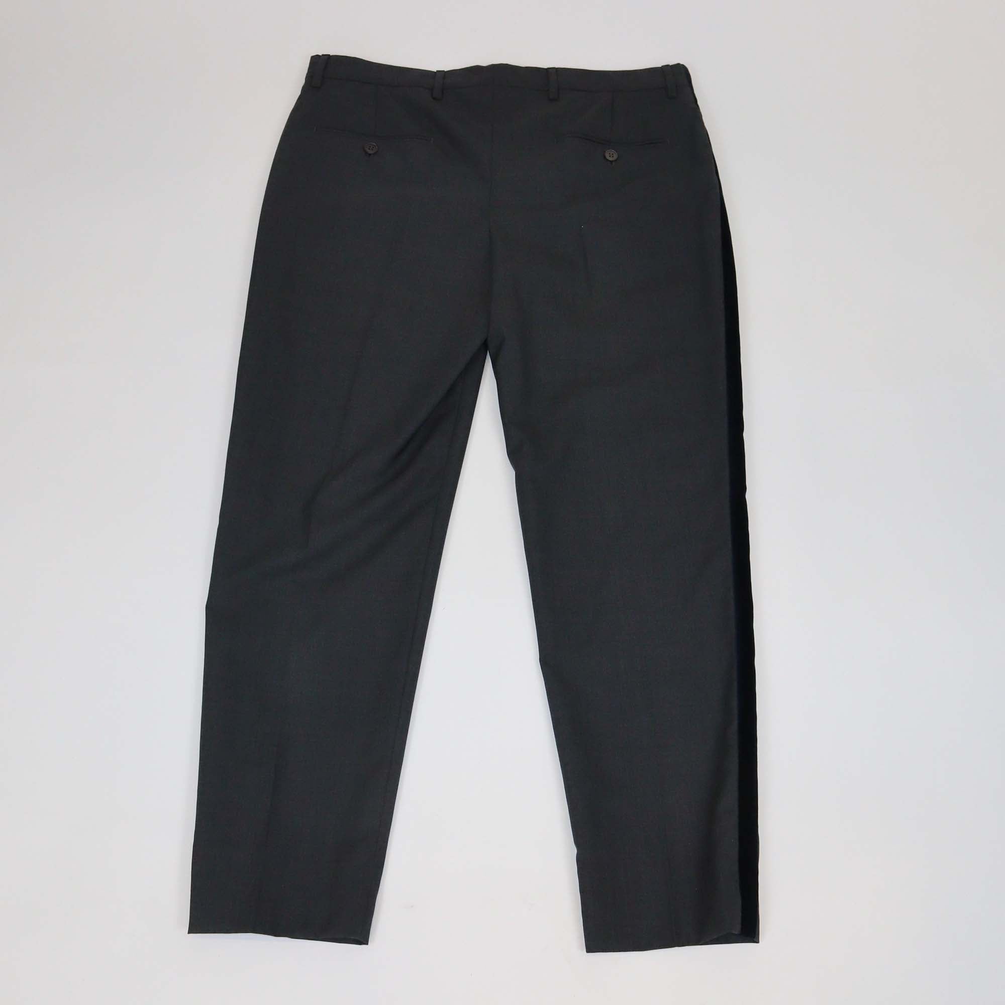 Prada Dark Grey/Blue Wool Velvet Trimmed Pants