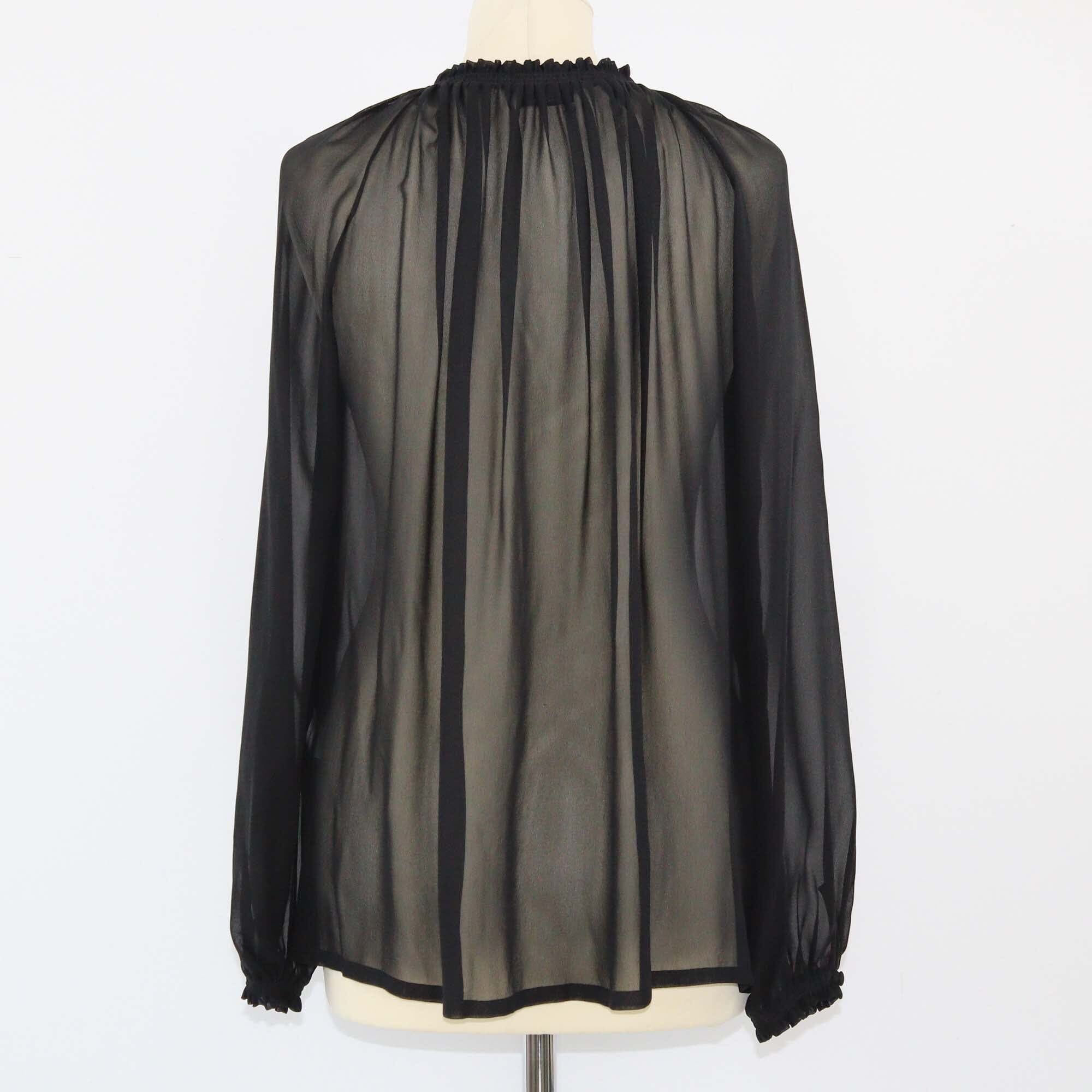 Tom Ford Black Zip Closure Detailed Long Sleeve Blouse Womens Tom Ford 