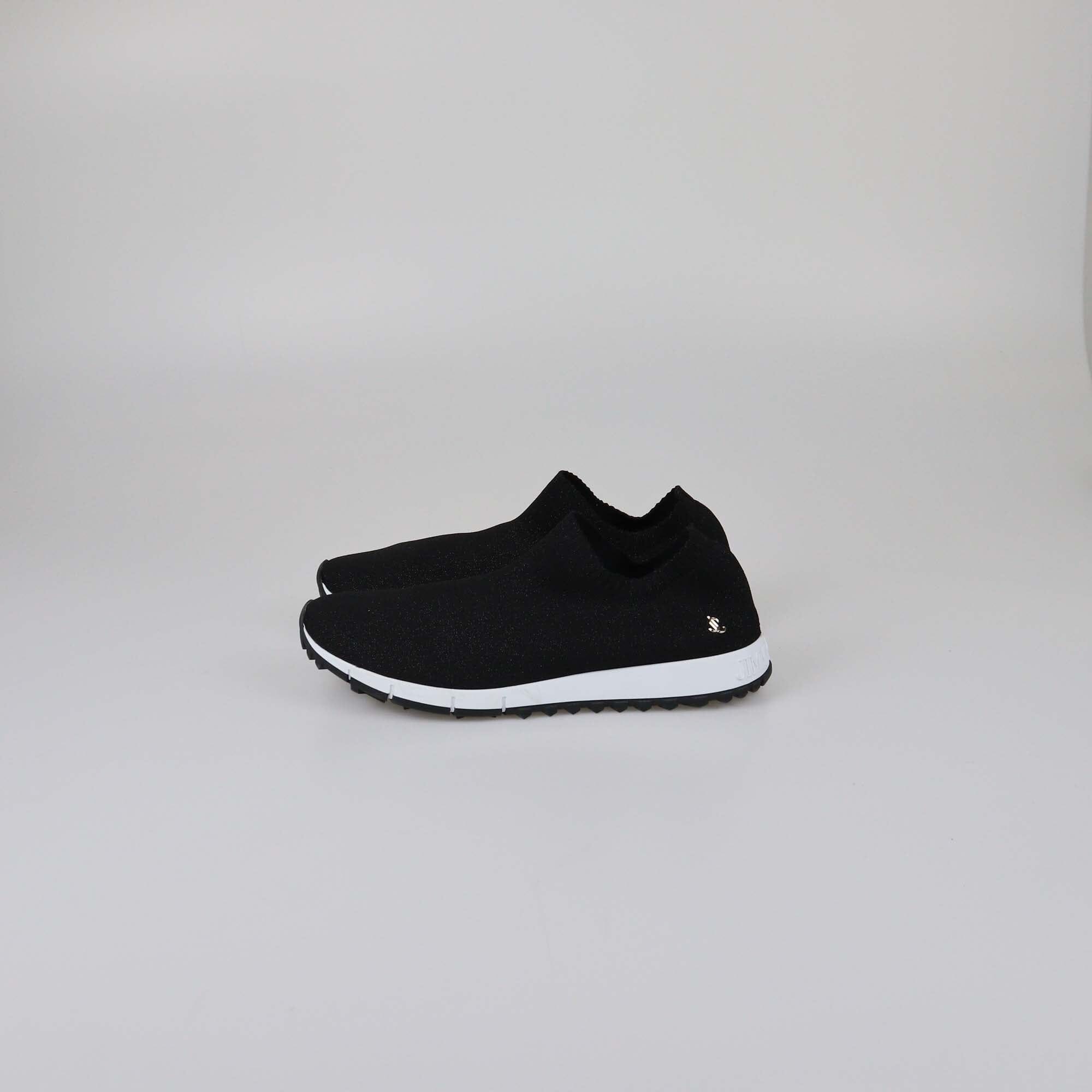 Jimmy Choo Black Knit Verona Low Top Sneakers Womens Jimmy Choo 