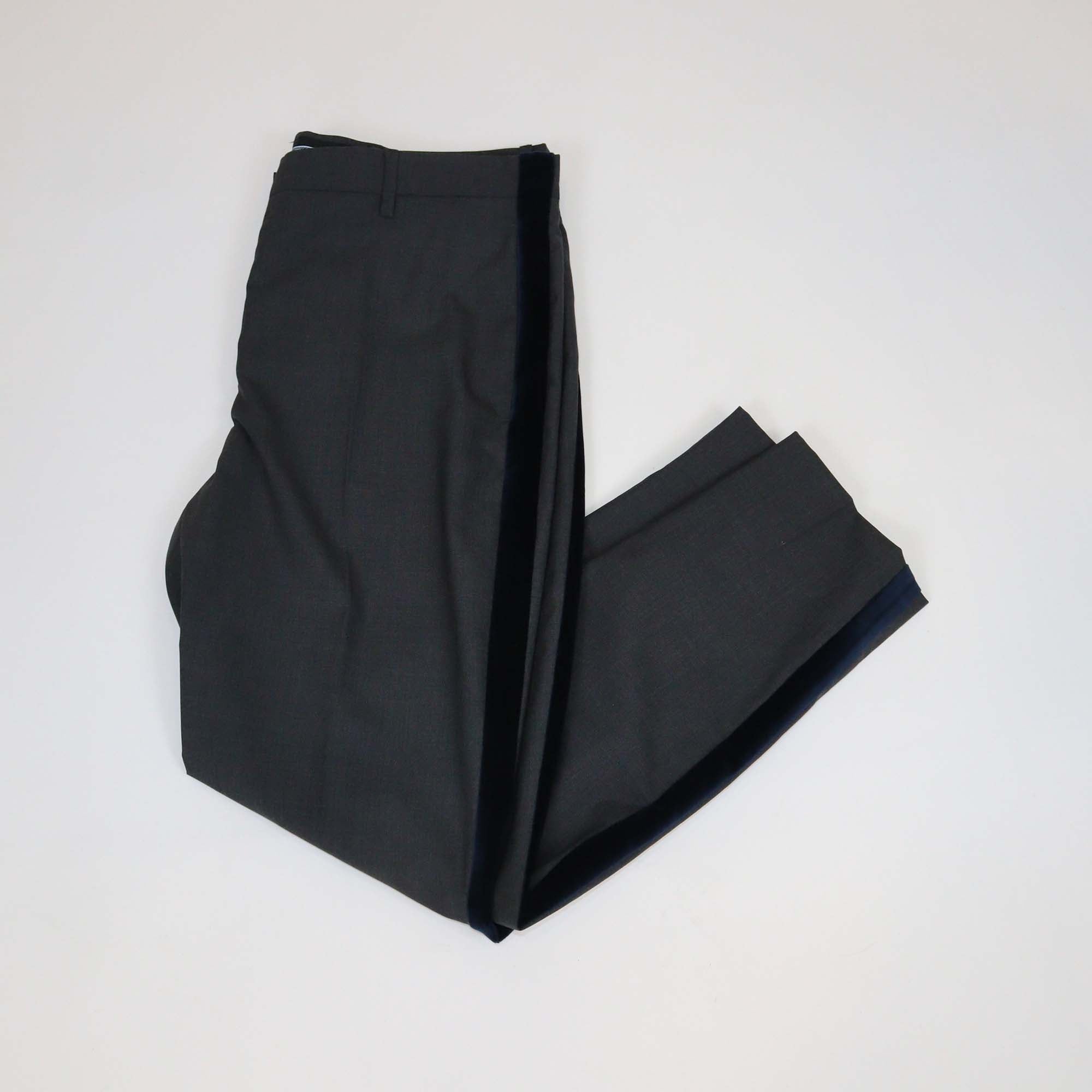 Prada Dark Grey/Blue Wool Velvet Trimmed Pants