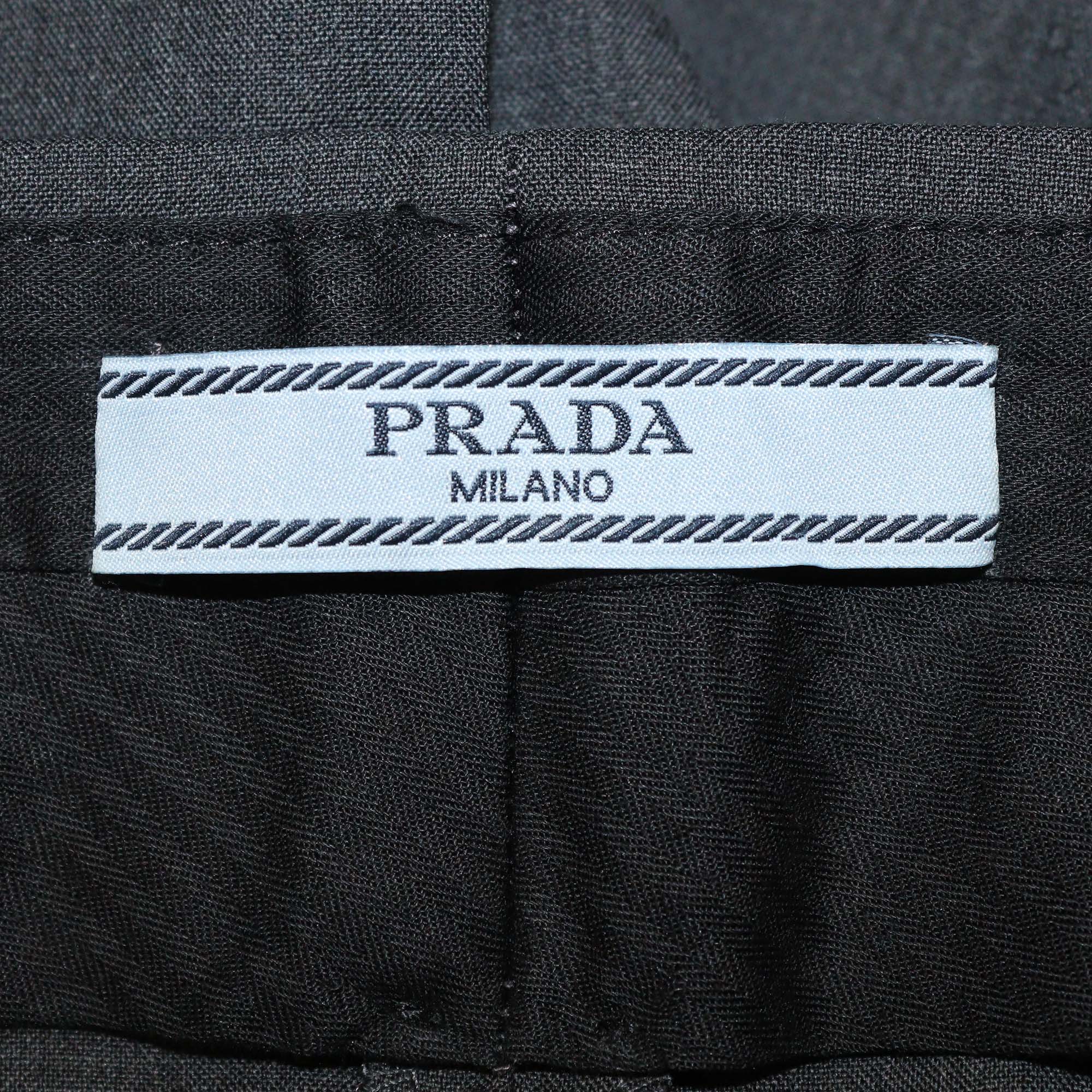 Prada Dark Grey/Blue Wool Velvet Trimmed Pants