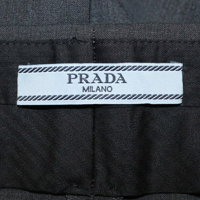 Prada Dark Grey/Blue Wool Velvet Trimmed Pants