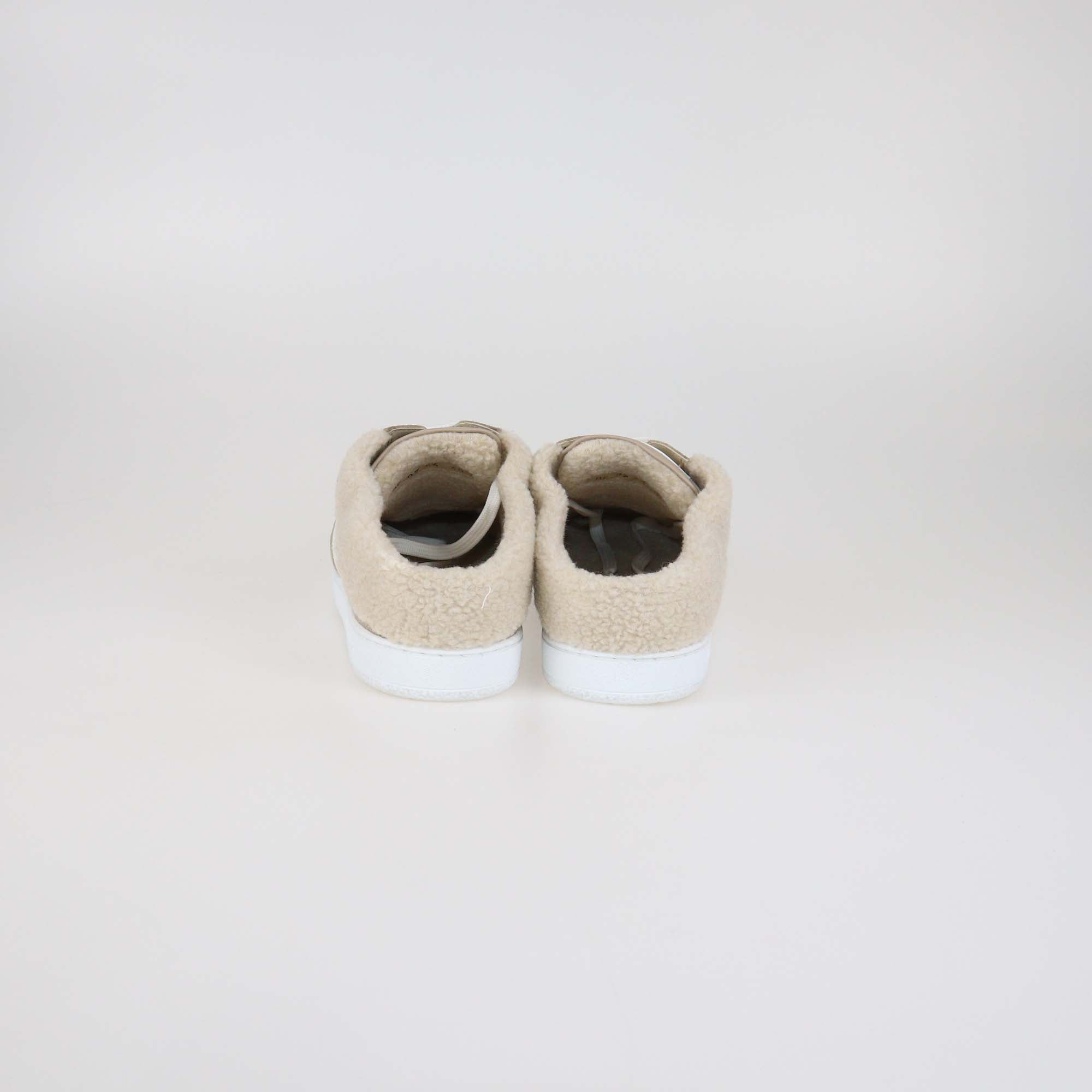 Christian Dior Beige Suede & Shearling Dior Star Slip on Sneakers