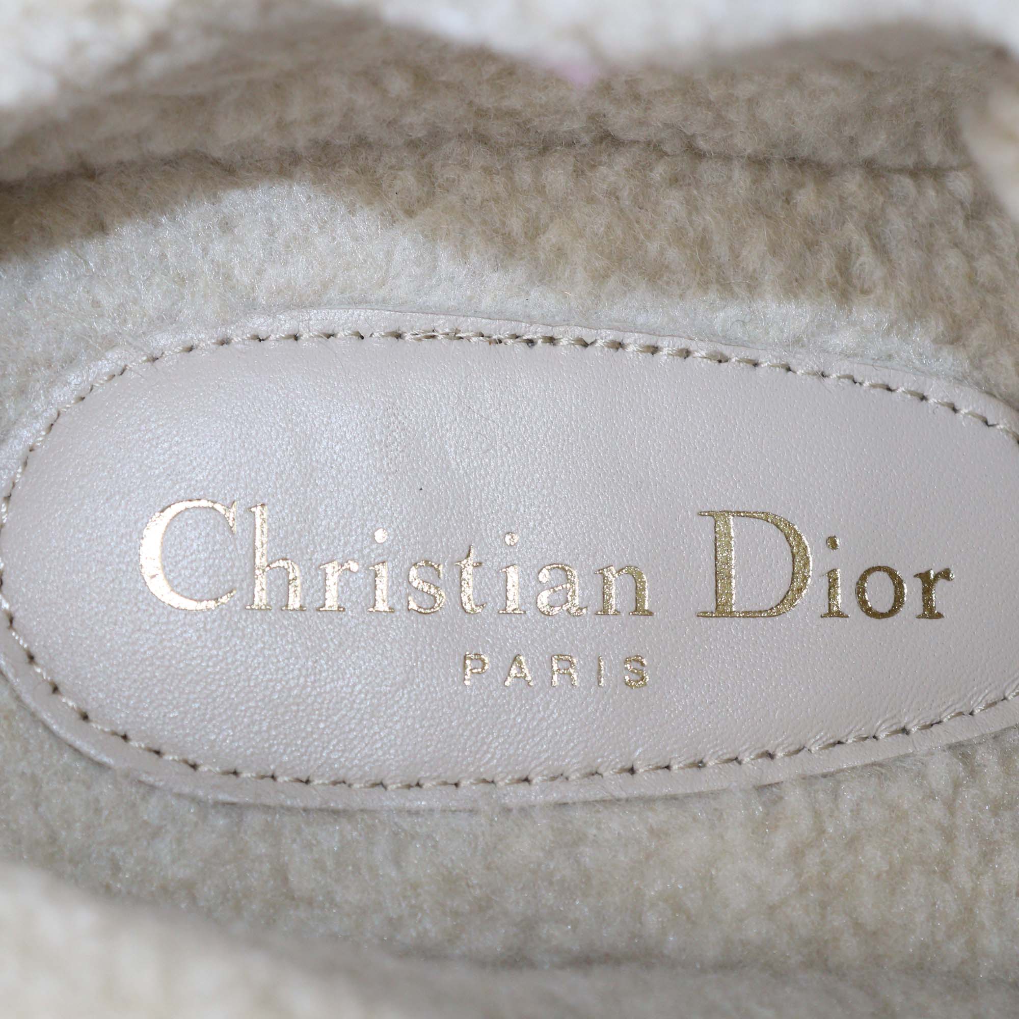 Christian Dior Beige Suede & Shearling Dior Star Slip on Sneakers