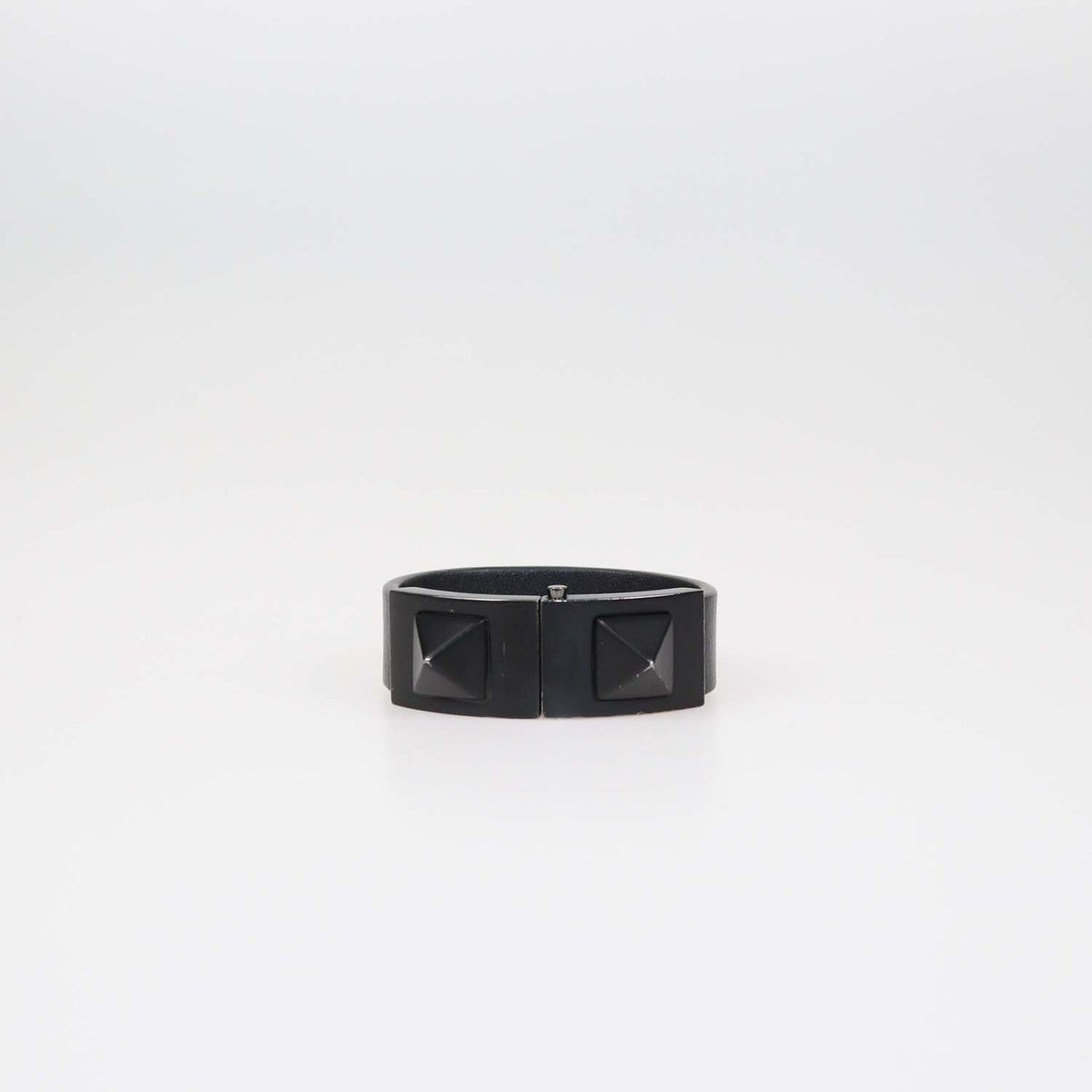 Valentino Black Leather Rockstud Clasp Bracelet