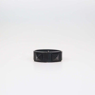 Valentino Black Leather Rockstud Clasp Bracelet