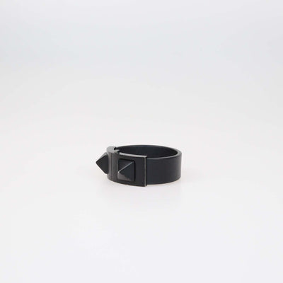 Valentino Black Leather Rockstud Clasp Bracelet