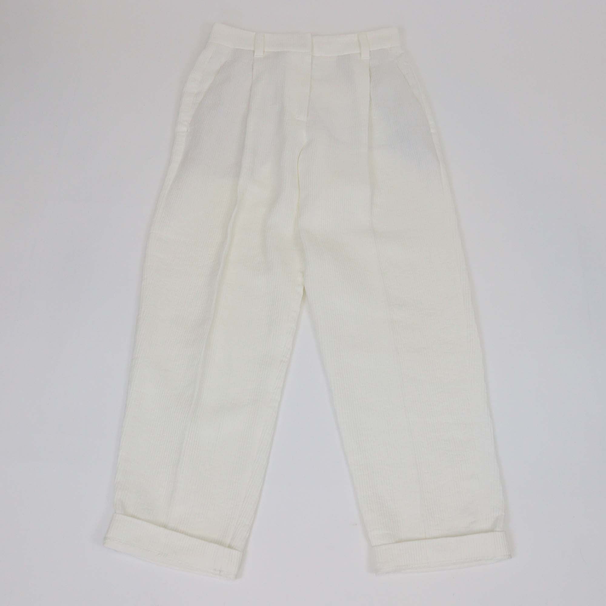 Brunello Cucinelli White Corduroy Linen Straight Leg Pants