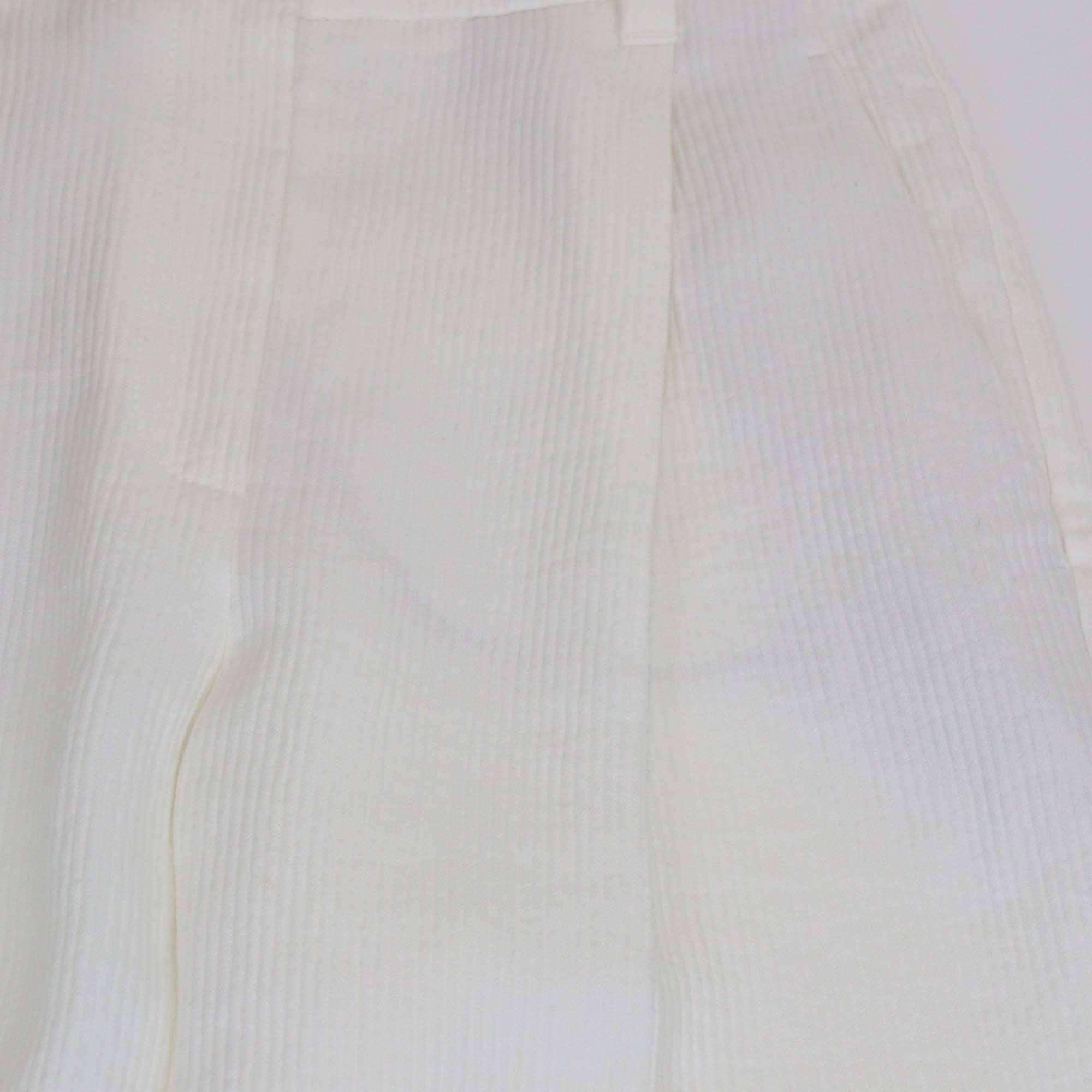 Brunello Cucinelli White Corduroy Linen Straight Leg Pants