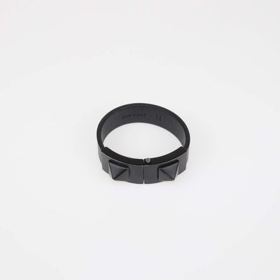 Valentino Black Leather Rockstud Clasp Bracelet