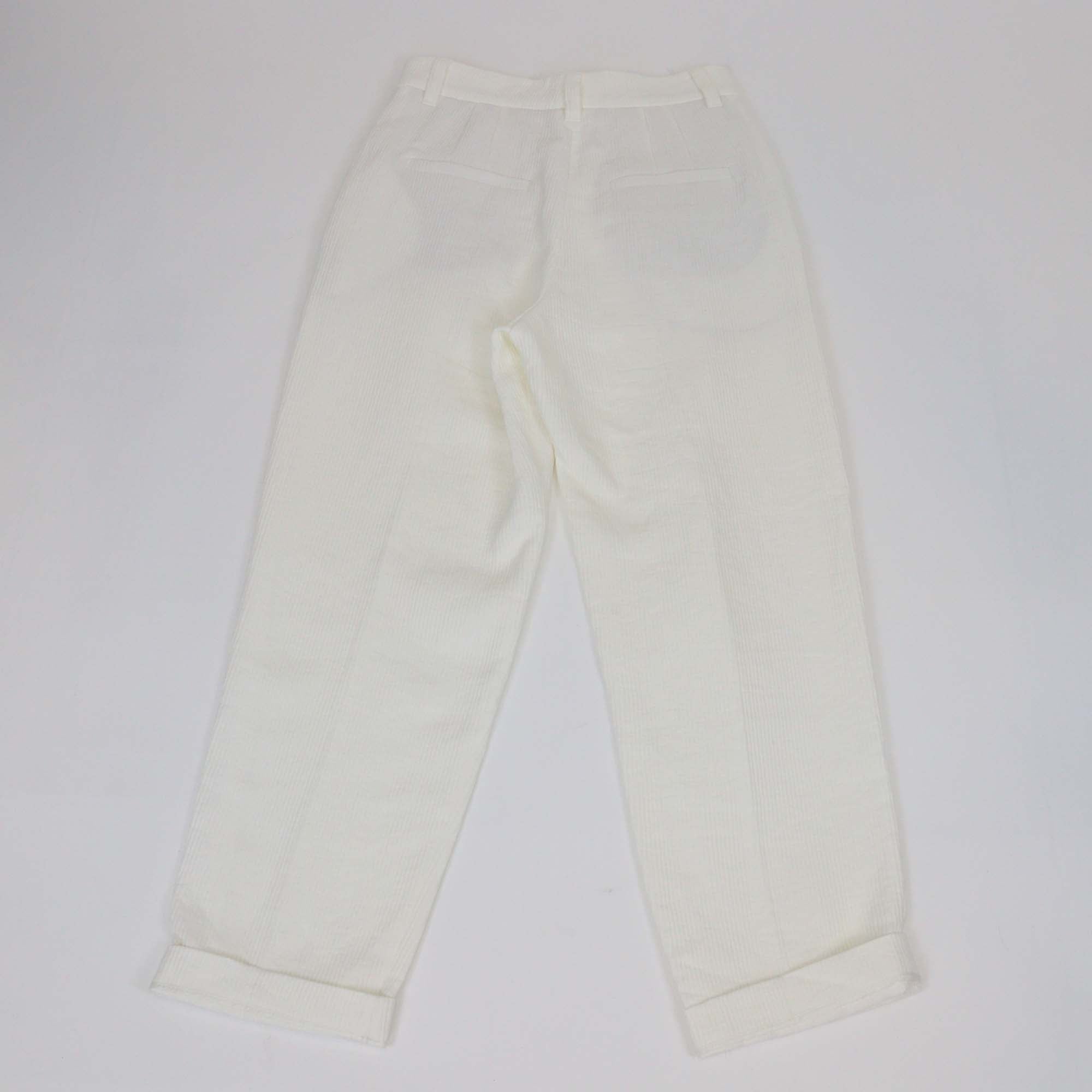 Brunello Cucinelli White Corduroy Linen Straight Leg Pants