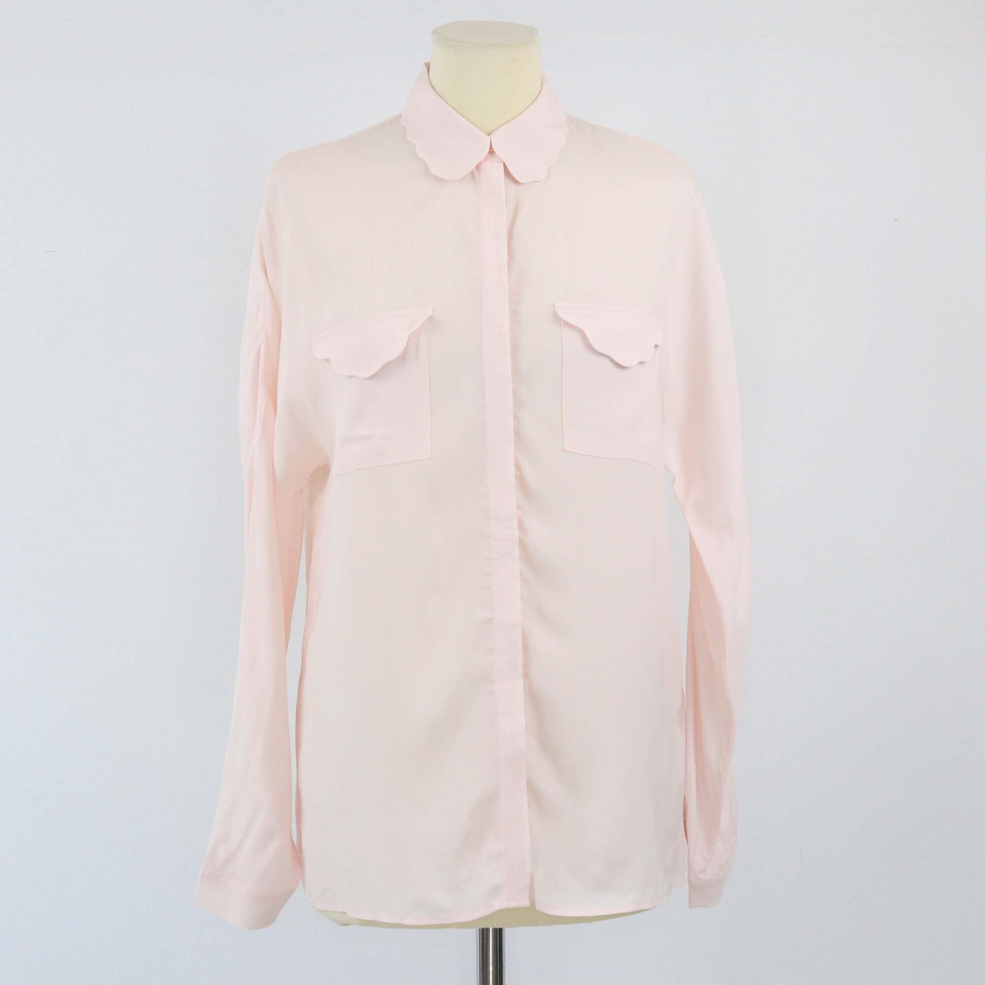 Maje Light Pink Double Pocket Detailed Long Sleeve Shirt Womens Maje 