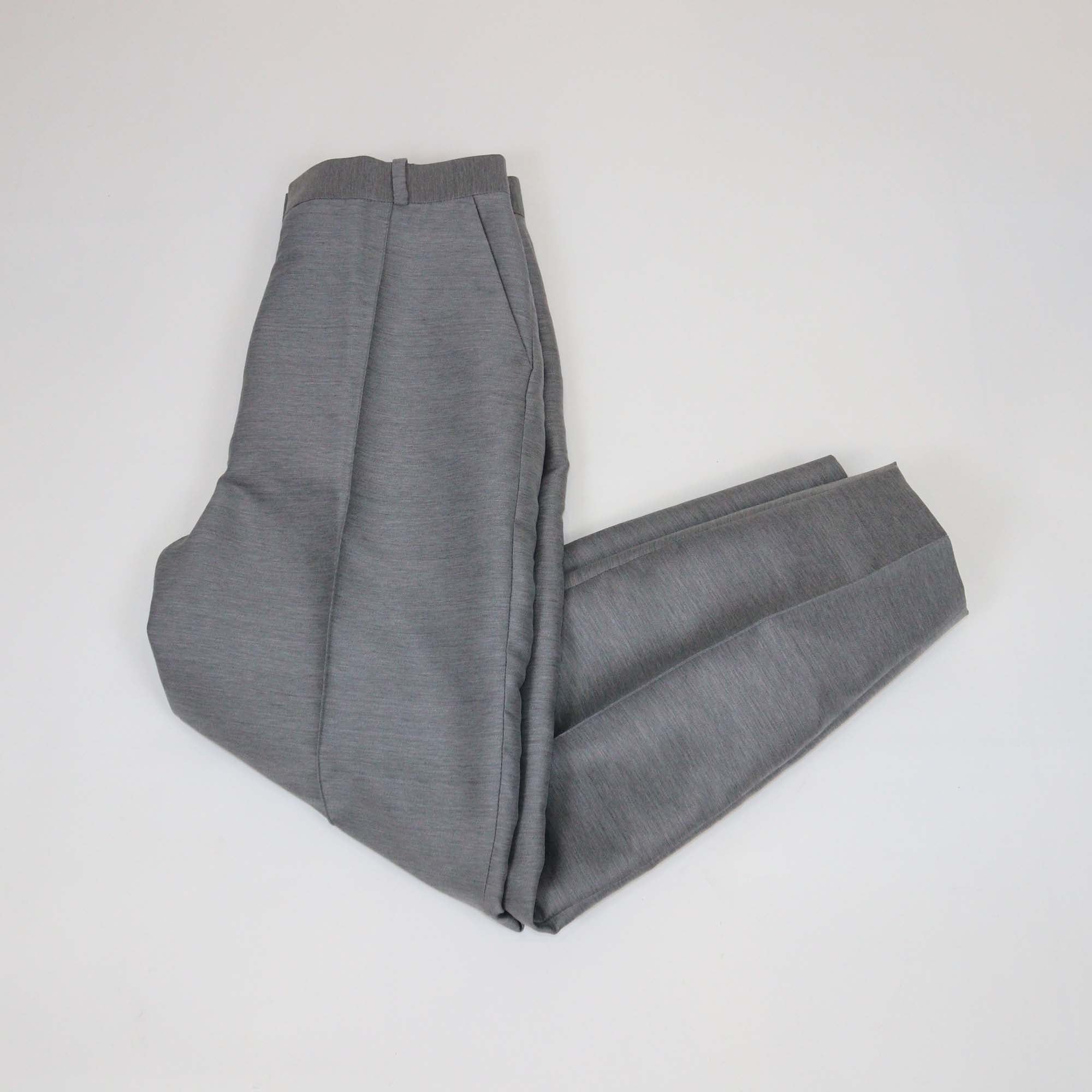 Toteme Grey Cotton & Wool Blended Straight Leg Trousers
