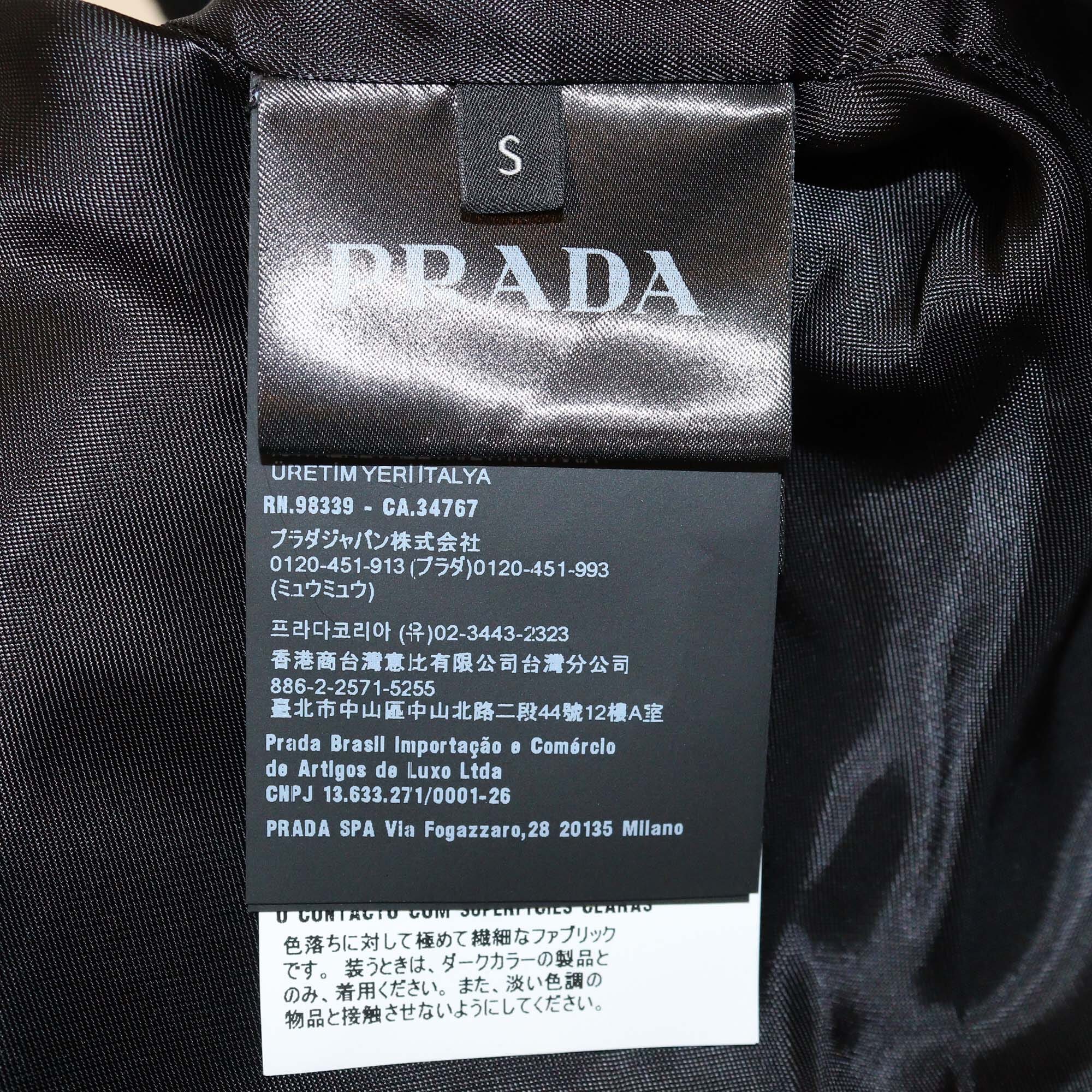 Prada Black Velvet Plaque Logo Button Jacket Mens Prada 