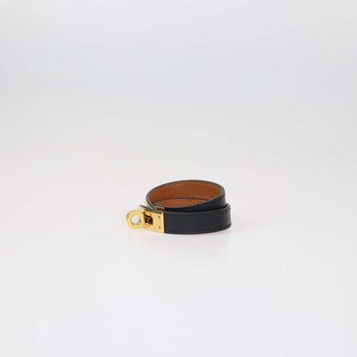 Hermes Black Leather Double Tour Kelly Bracelet