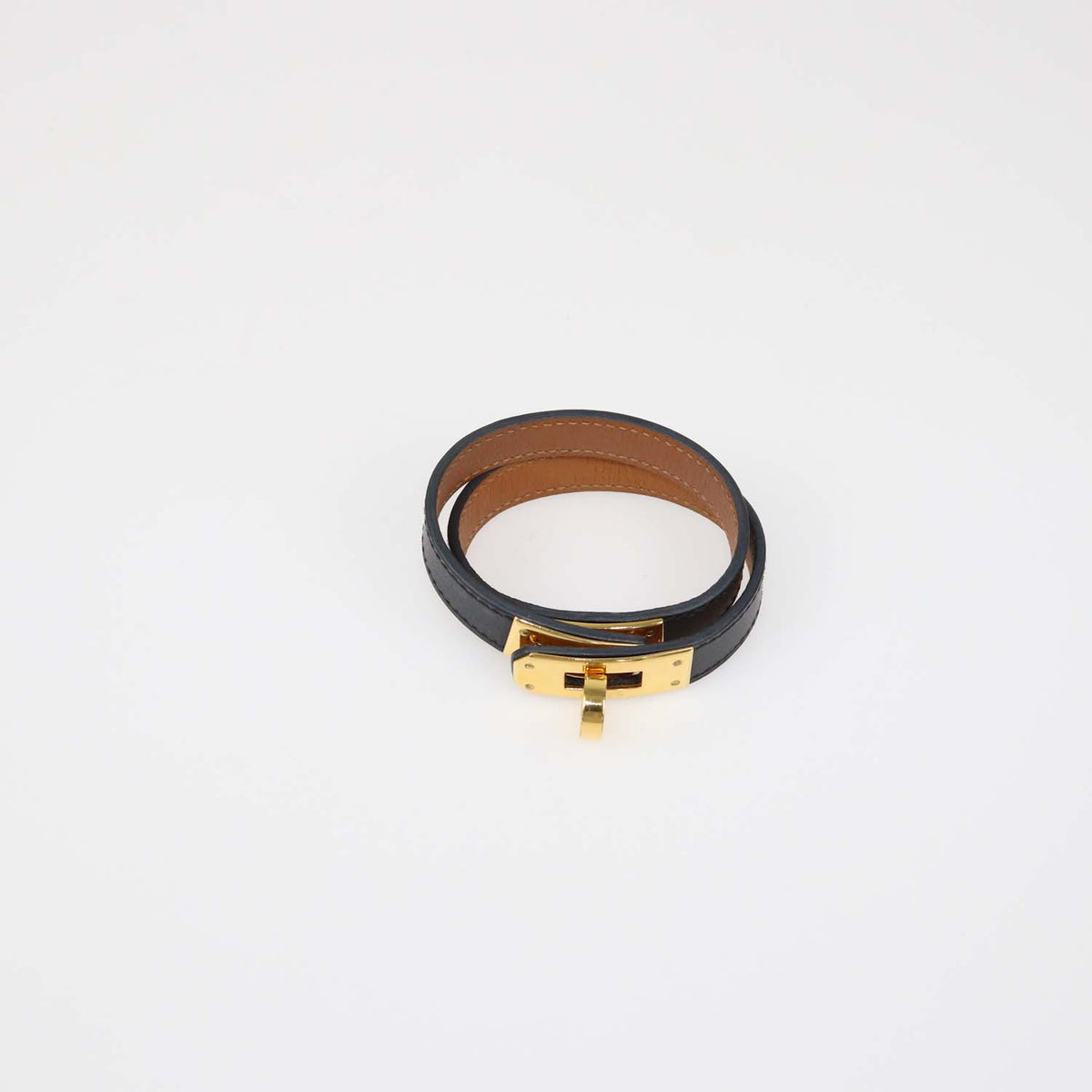 Hermes Black Leather Double Tour Kelly Bracelet