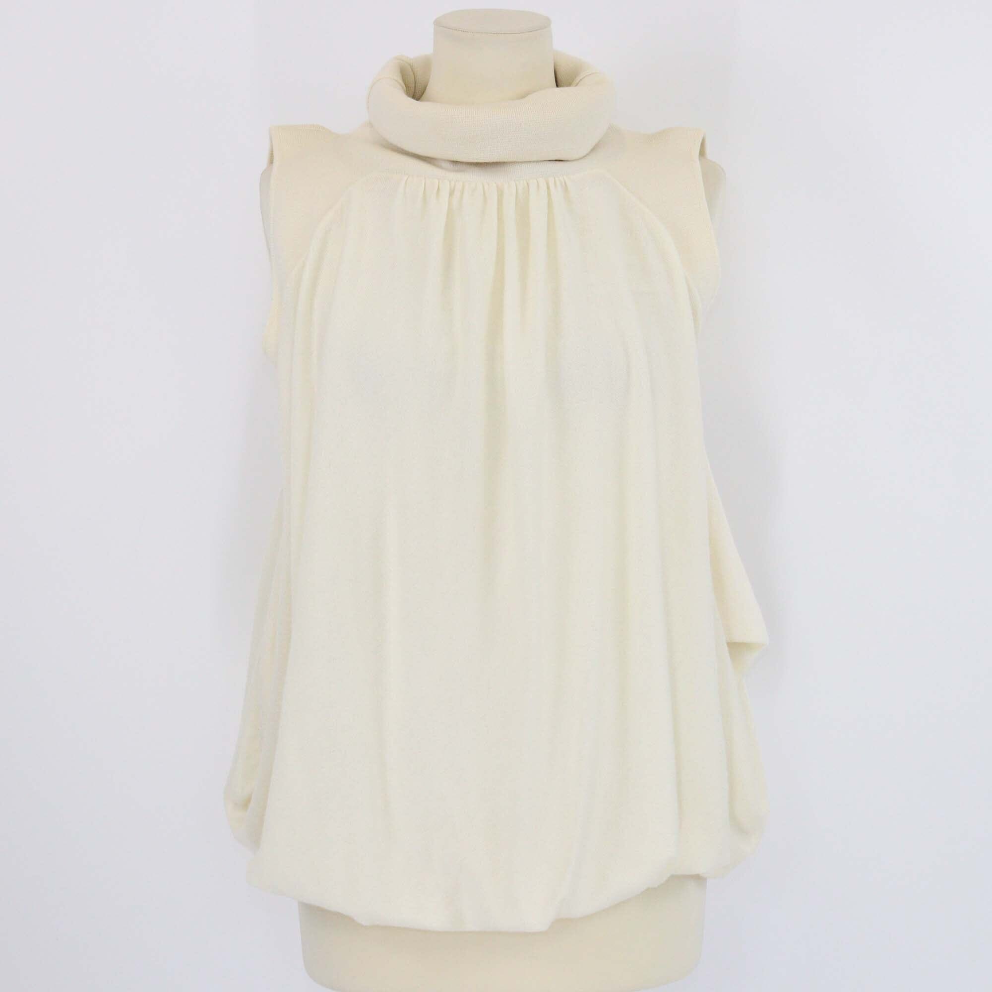 Giambattista Valli Cream Wool Sleeveless Turtleneck Sweater Womens Giambattista Valli 