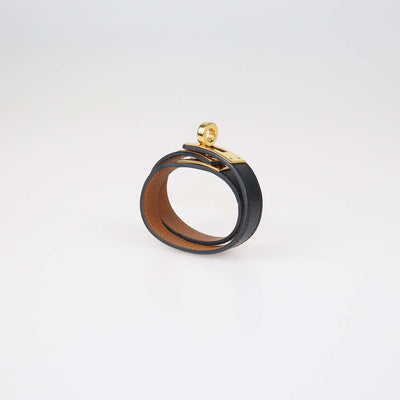 Hermes Black Leather Double Tour Kelly Bracelet