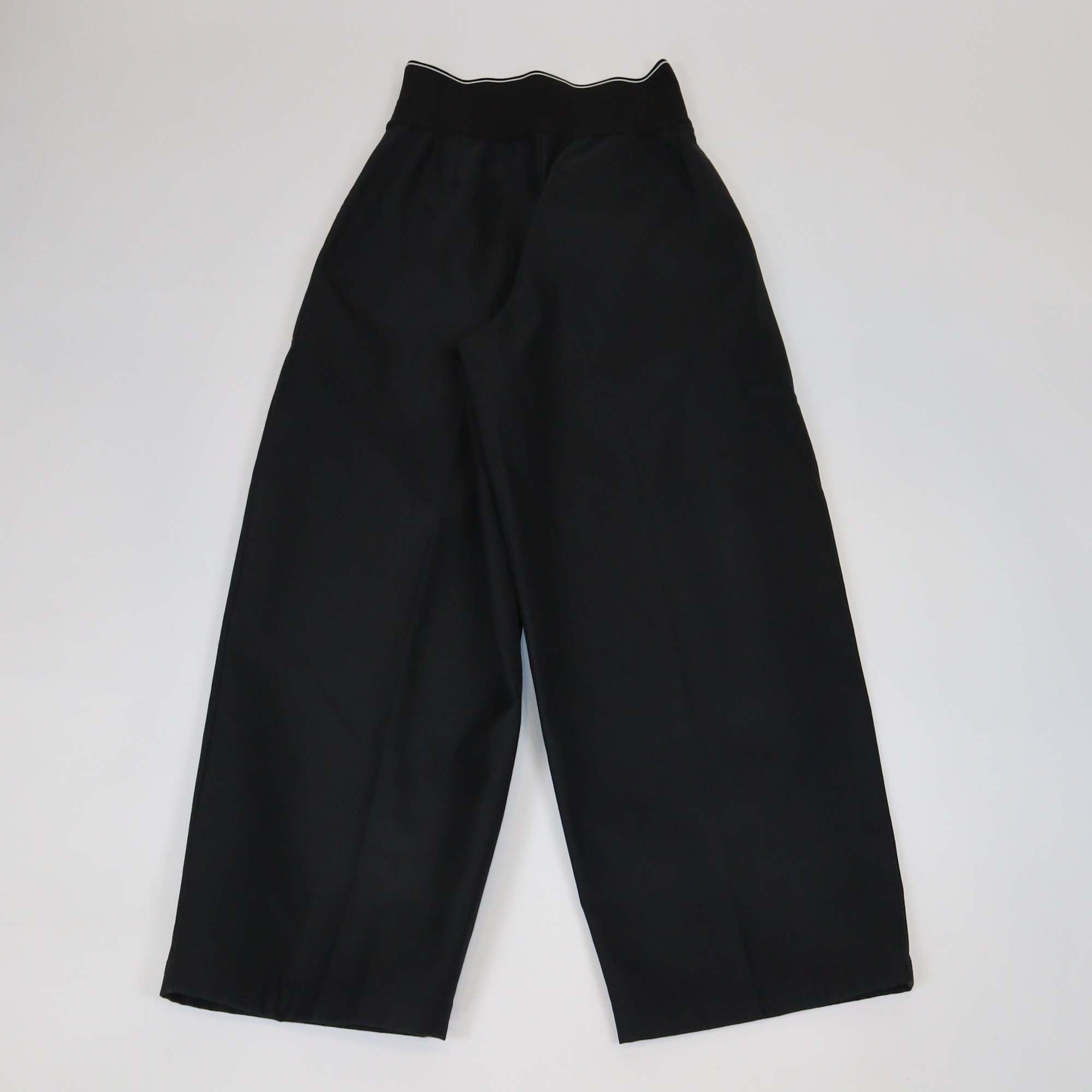 Alexander Wang Black Cotton Elastic Waist Band Logo Wide Leg Pants