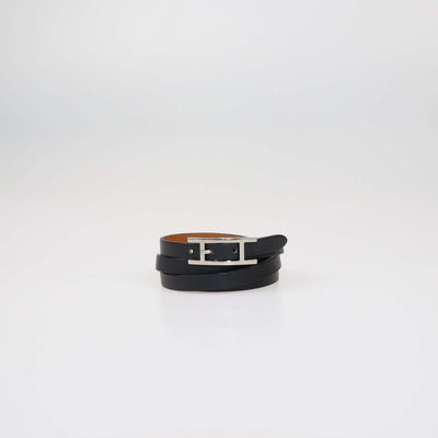 Hermes Black Leather Double Tour Behapi Bracelet