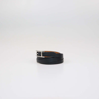Hermes Black Leather Double Tour Behapi Bracelet