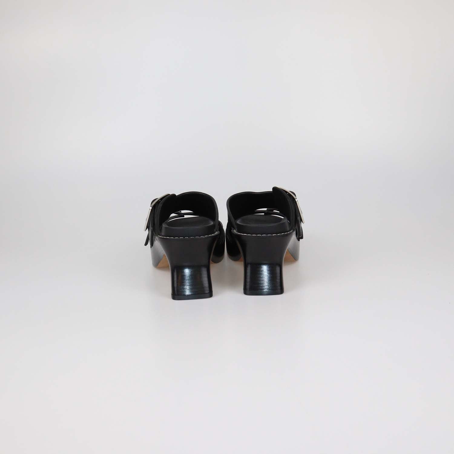 Loewe Black Leather Double Buckle Ease Slide Sandals