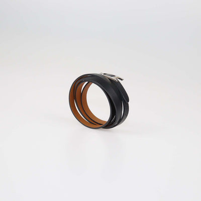 Hermes Black Leather Double Tour Behapi Bracelet