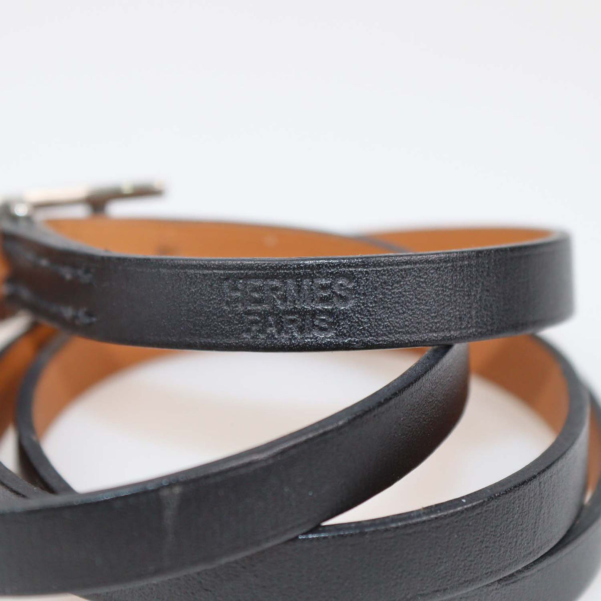 Hermes Black Leather Double Tour Behapi Bracelet