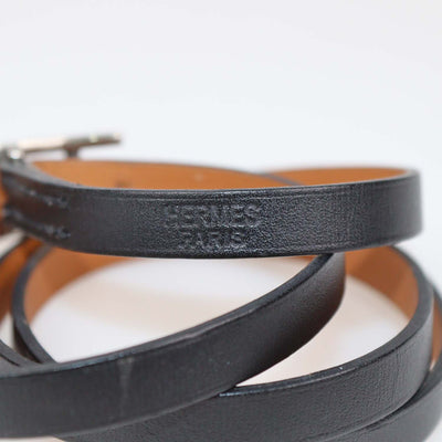 Hermes Black Leather Double Tour Behapi Bracelet