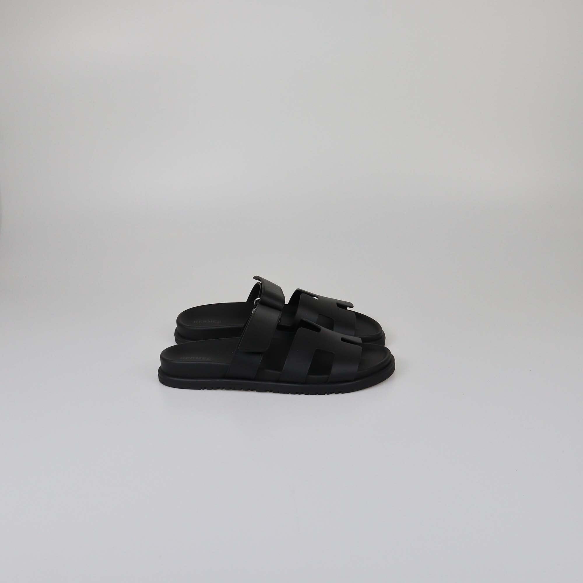 Hermes Black Chypre Sandals Womens Hermes 