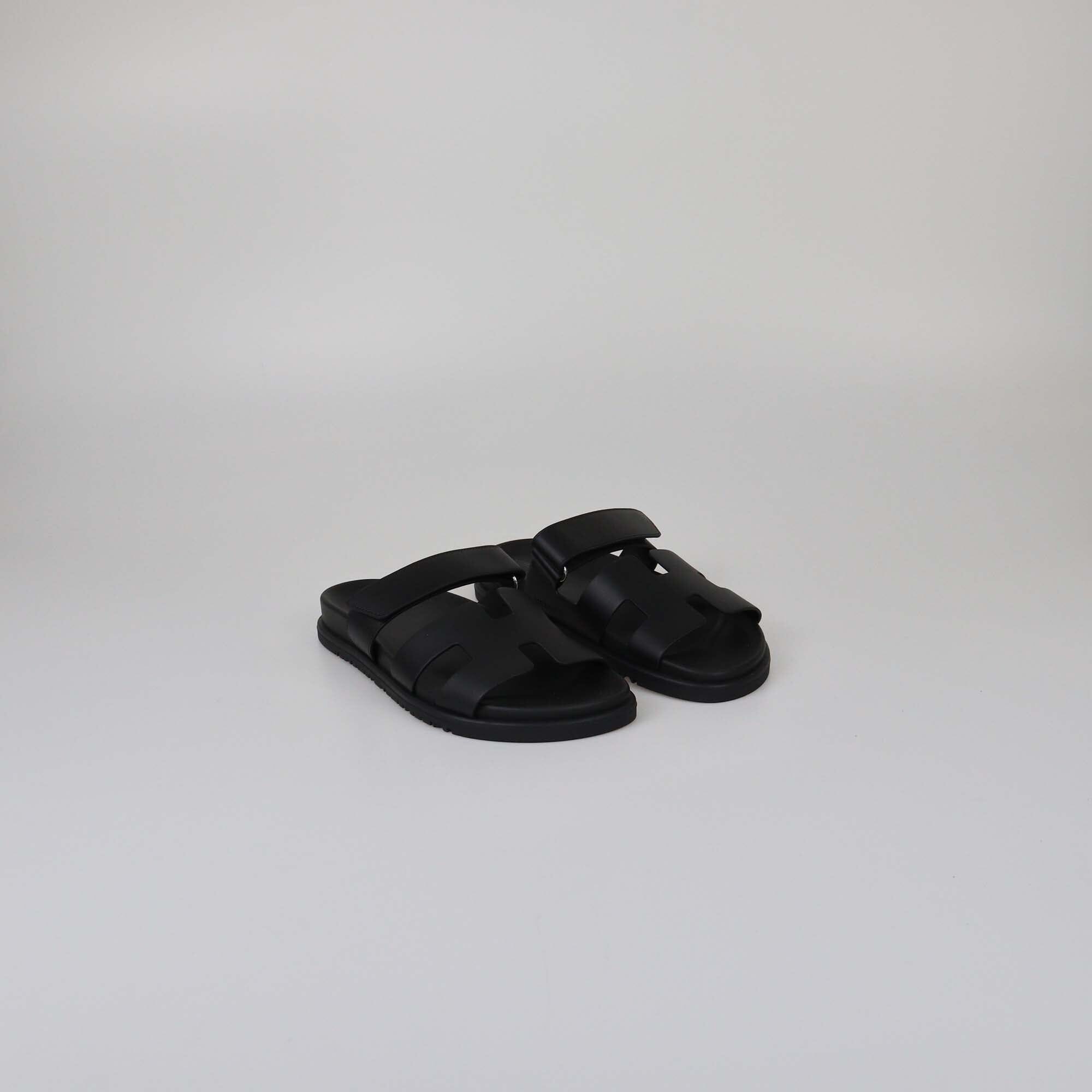 Hermes Black Chypre Sandals Womens Hermes 