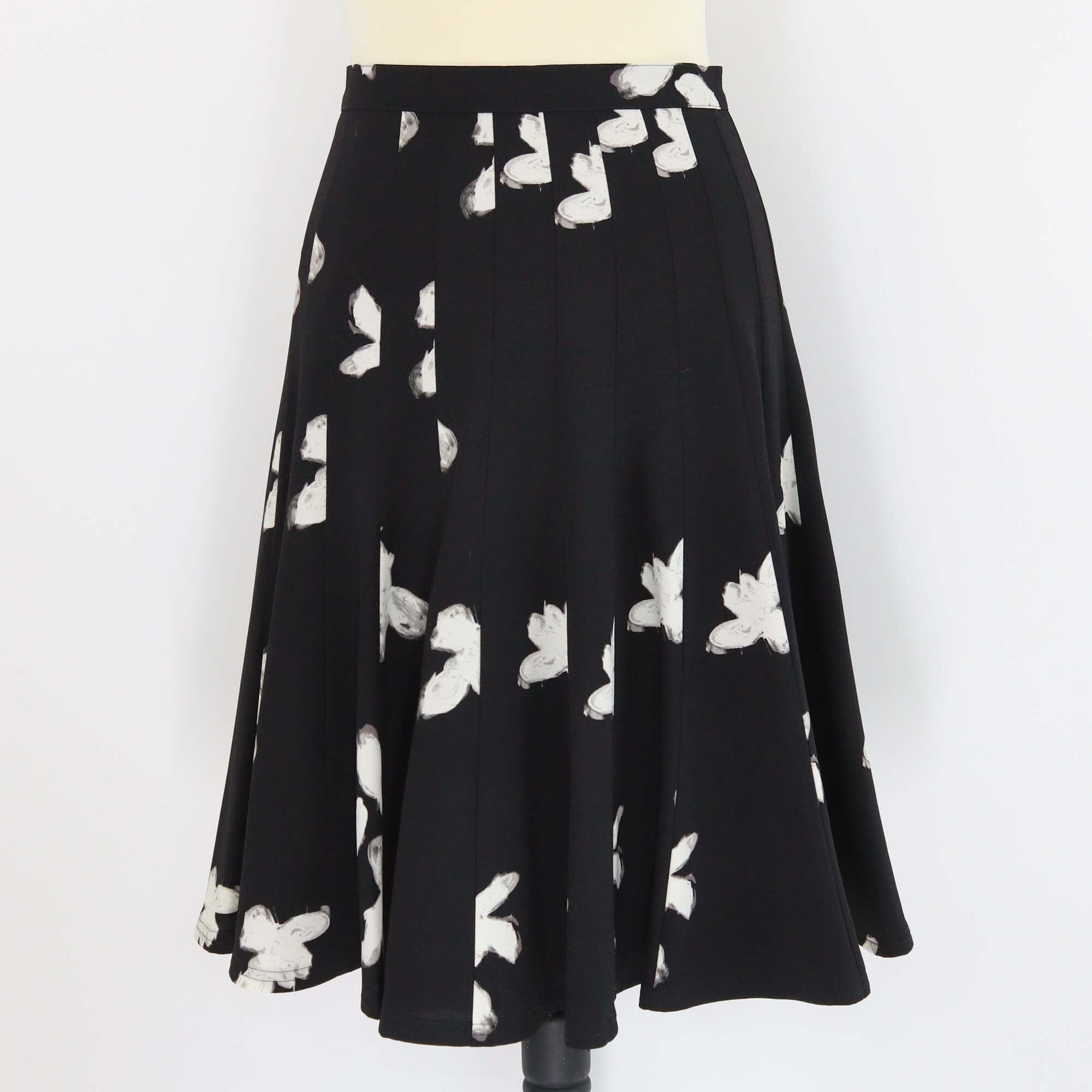 Marc by Marc Jacobs Black/White Triacetate Printed Pleated Knee Length Skirt Womens Marc by Marc Jacobs 