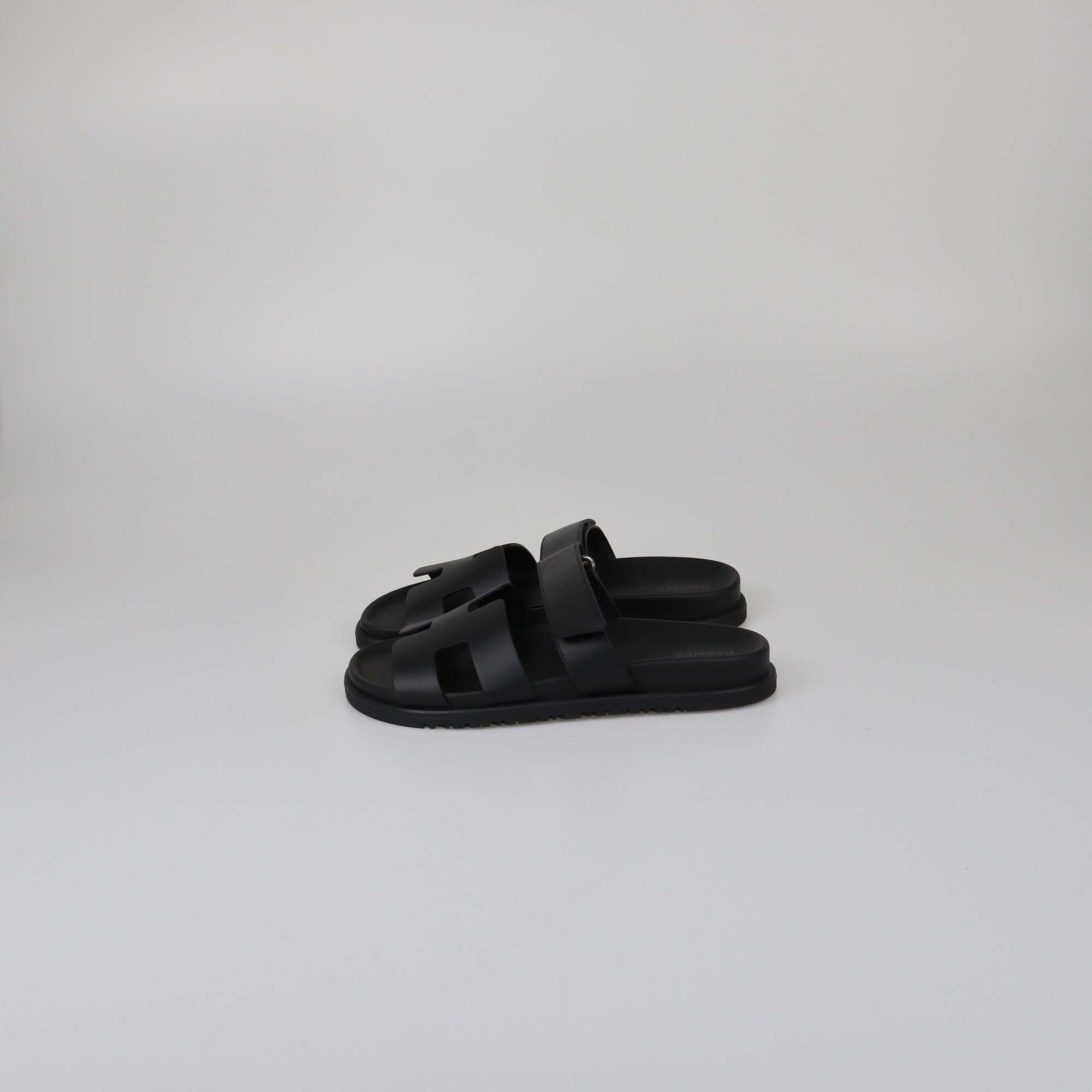 Hermes Black Chypre Sandals Womens Hermes 