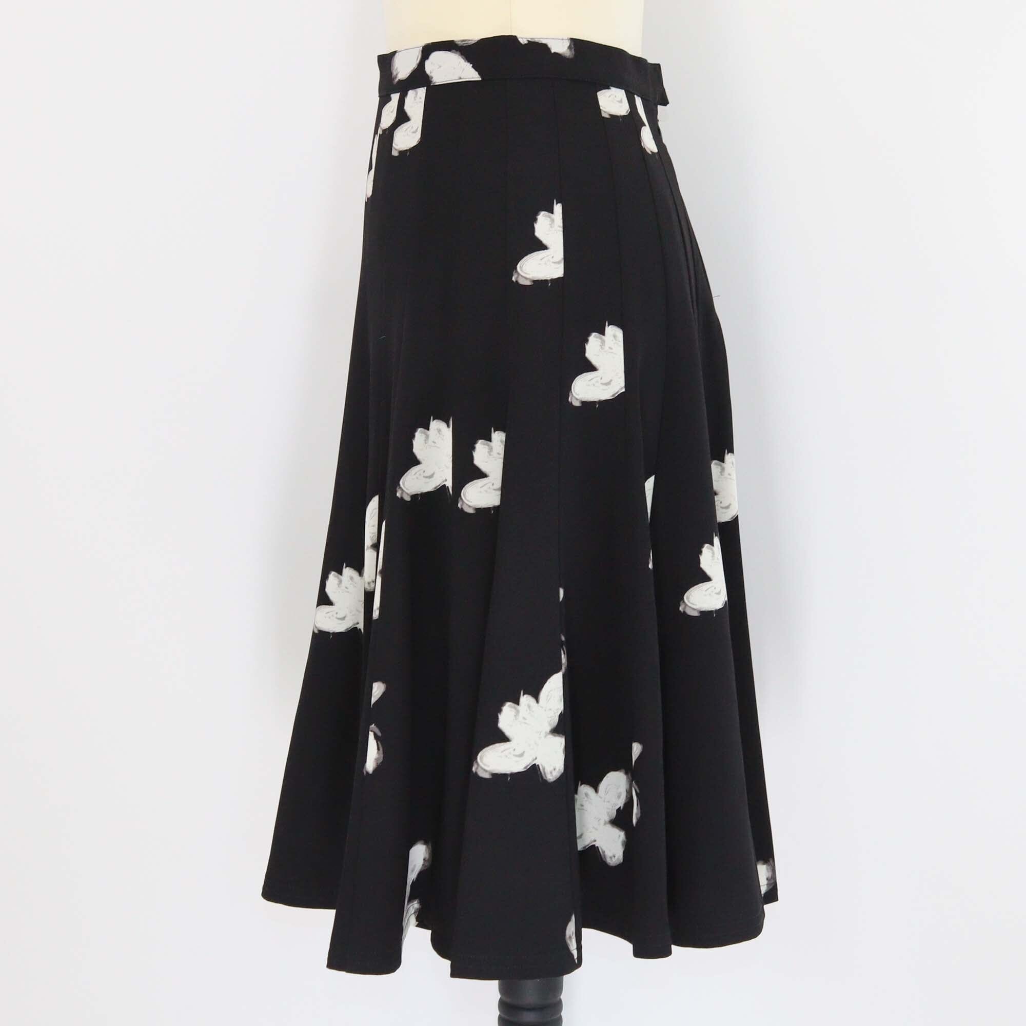 Marc by Marc Jacobs Black/White Triacetate Printed Pleated Knee Length Skirt Womens Marc by Marc Jacobs 